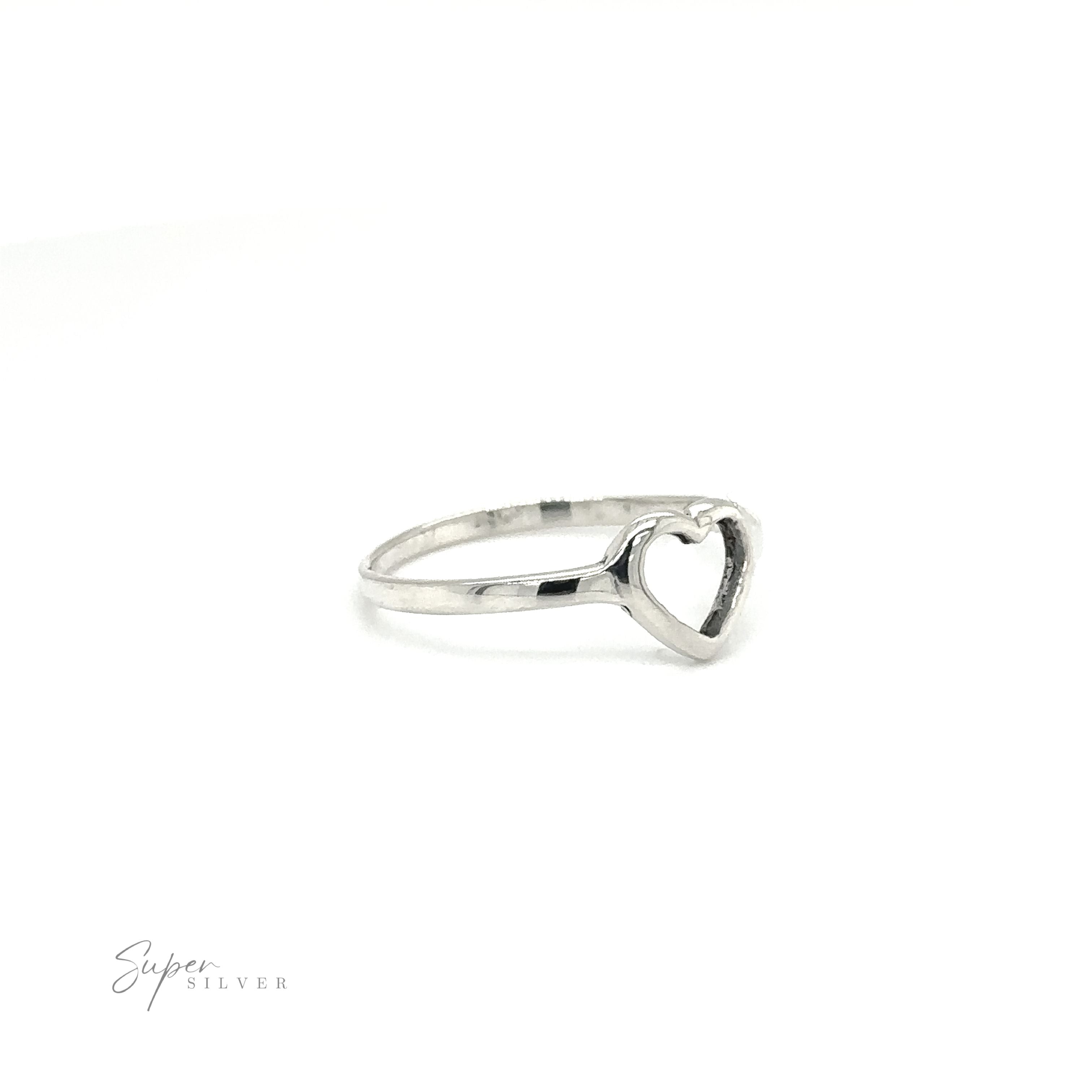 A delicate heart outline ring, perfect for expressing love, set against a clean white background.
