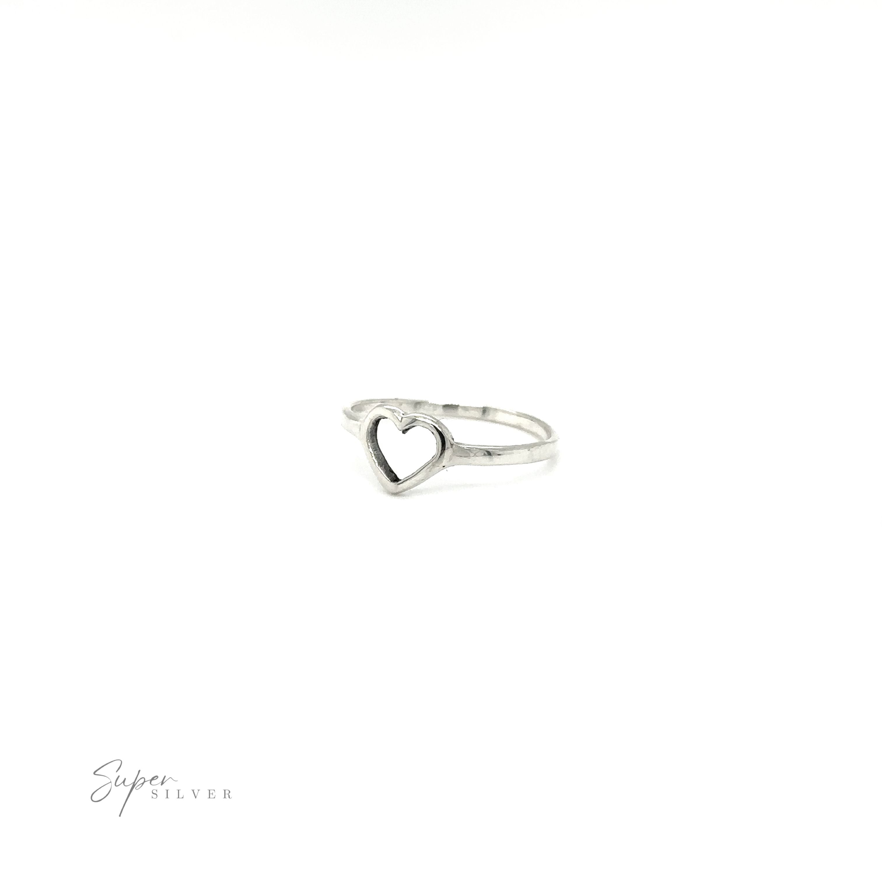 A Delicate Heart Outline Ring on a white background.