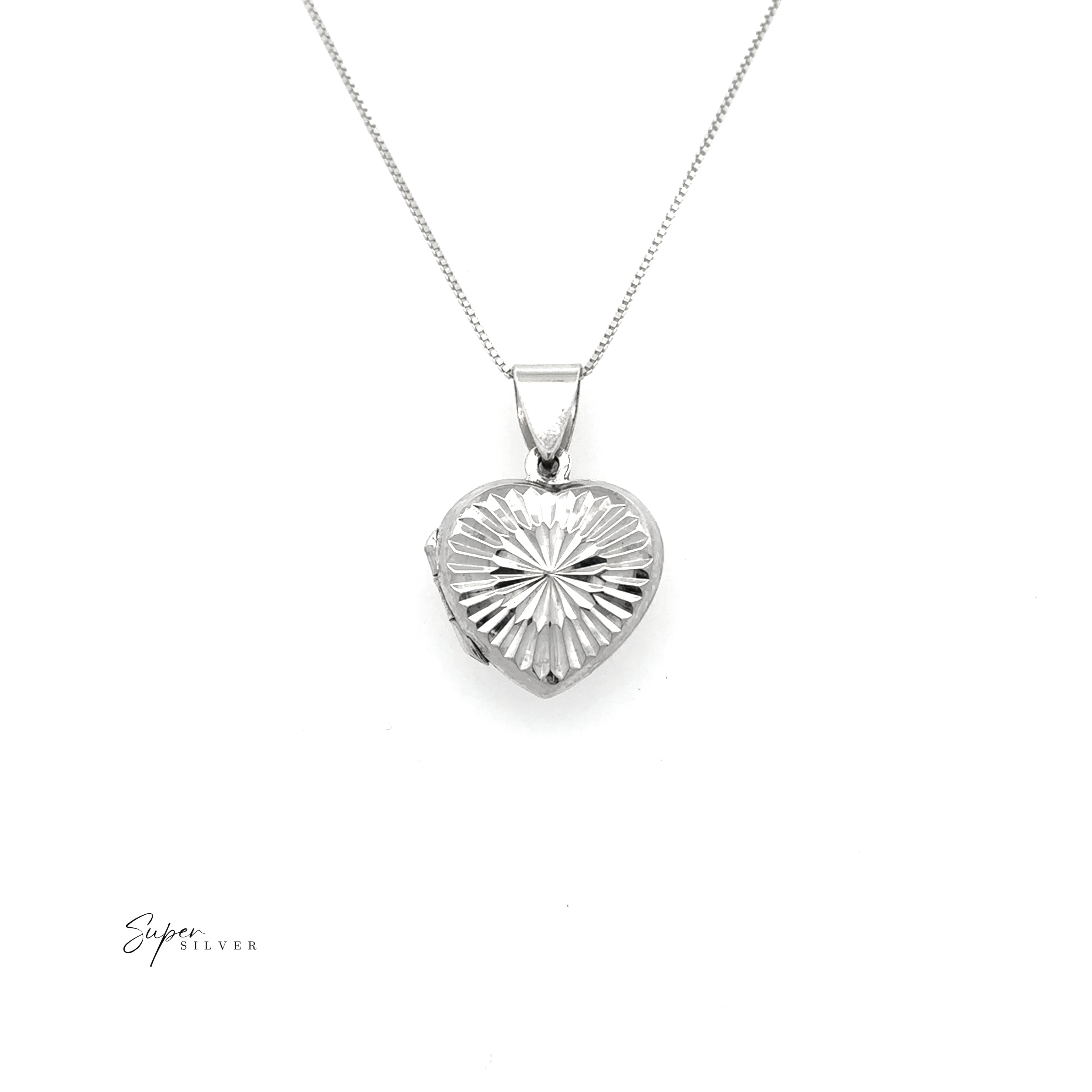 Starburst Engraved Heart Locket