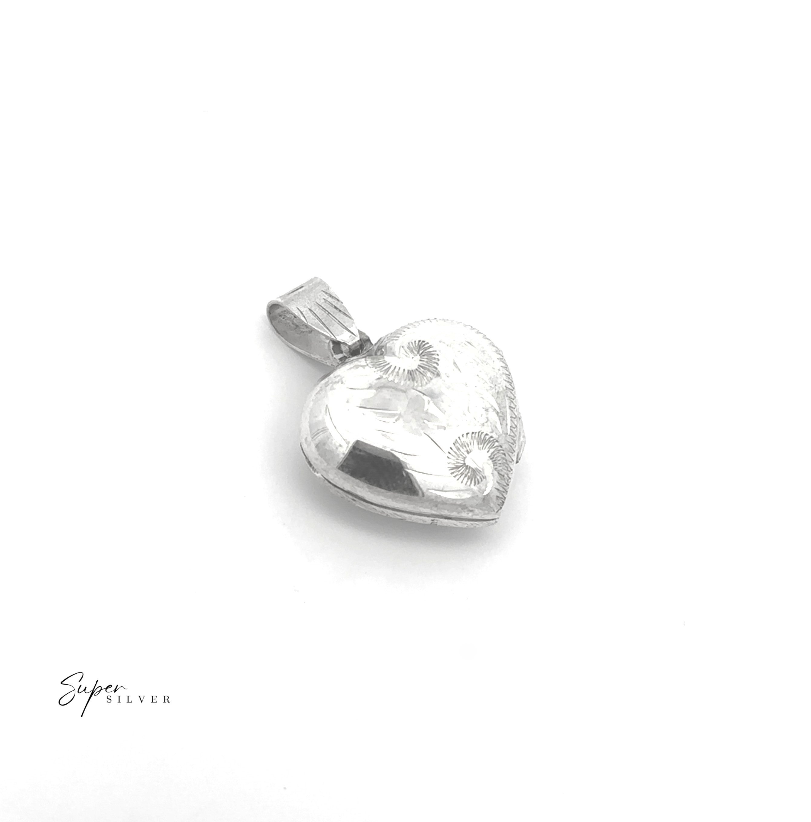 Silver Heart Scroll Locket