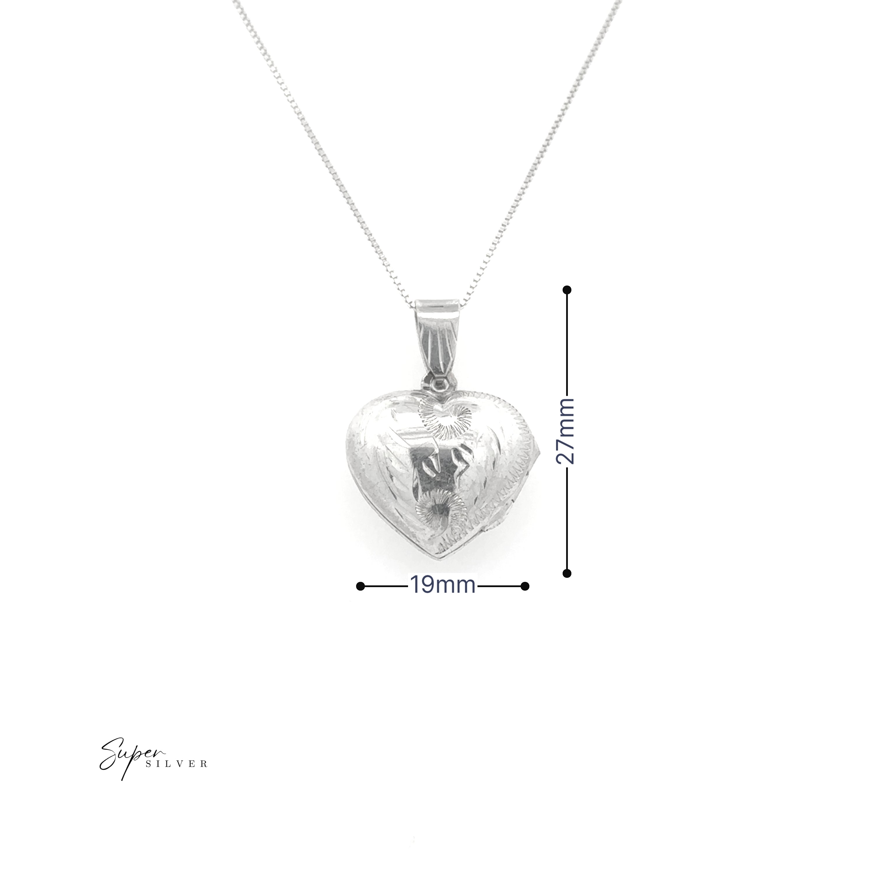 Silver Heart Scroll Locket