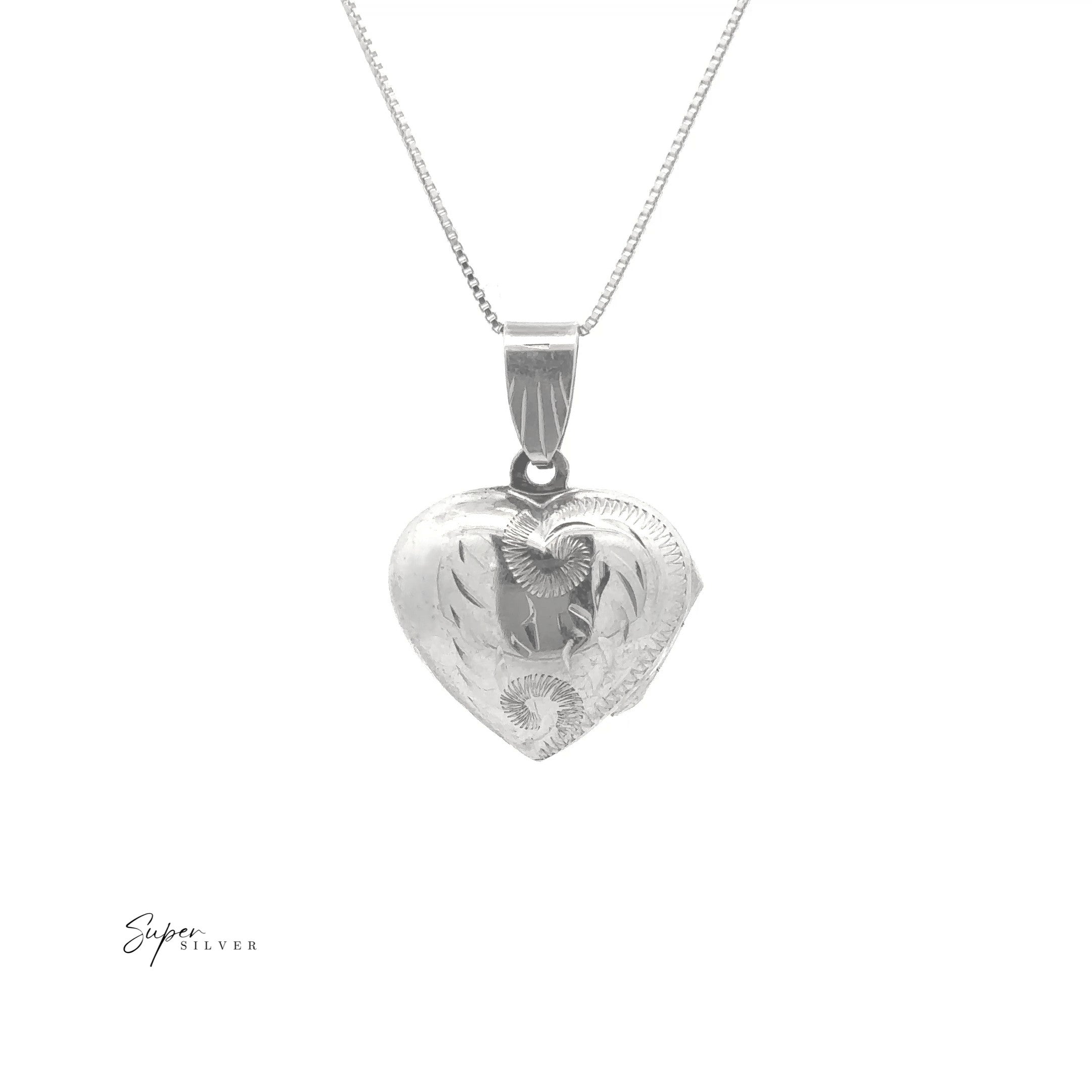 Silver Heart Scroll Locket