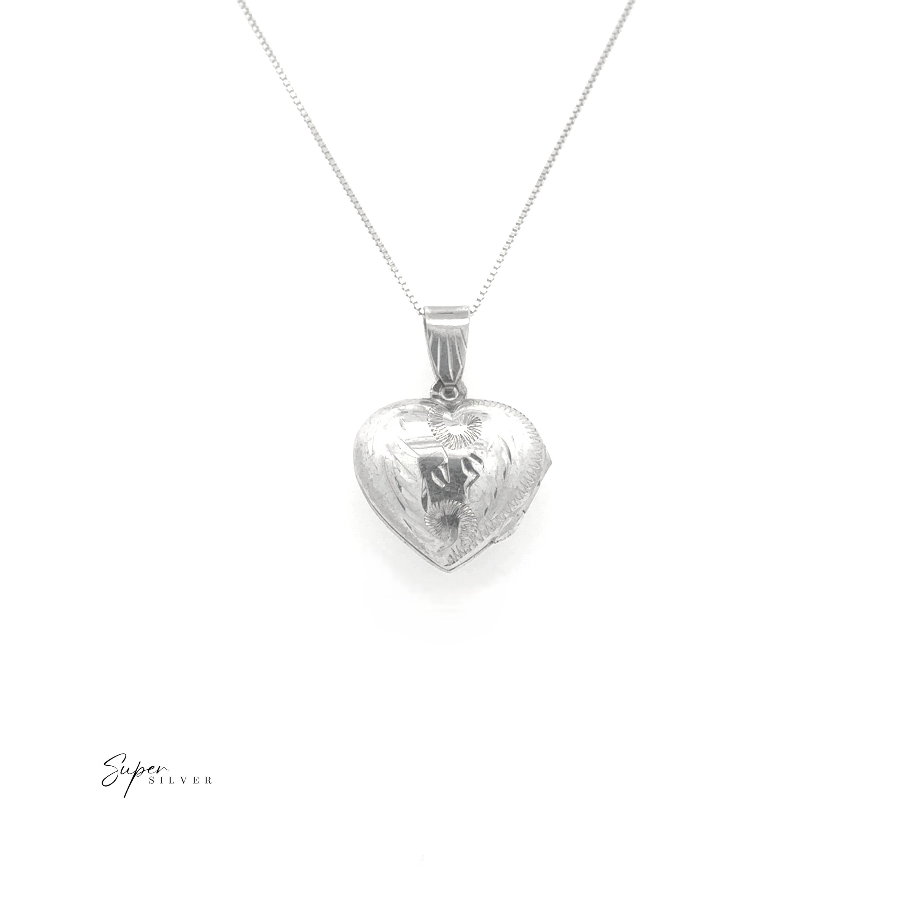 Silver Heart Scroll Locket