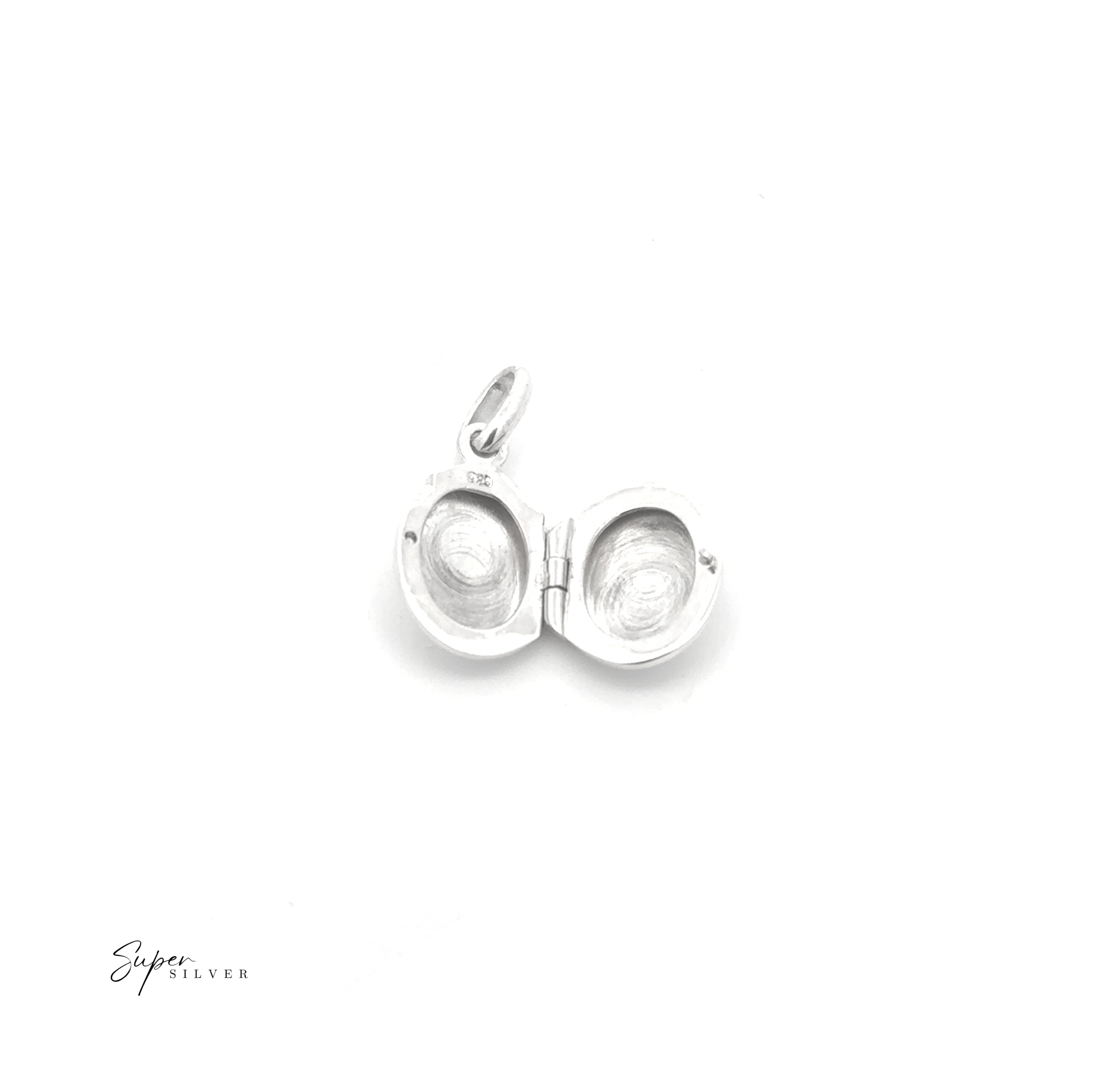 The Simple Mini Lockets are small, open, round sterling silver pendants with empty interiors for keepsakes, shown on a white background.