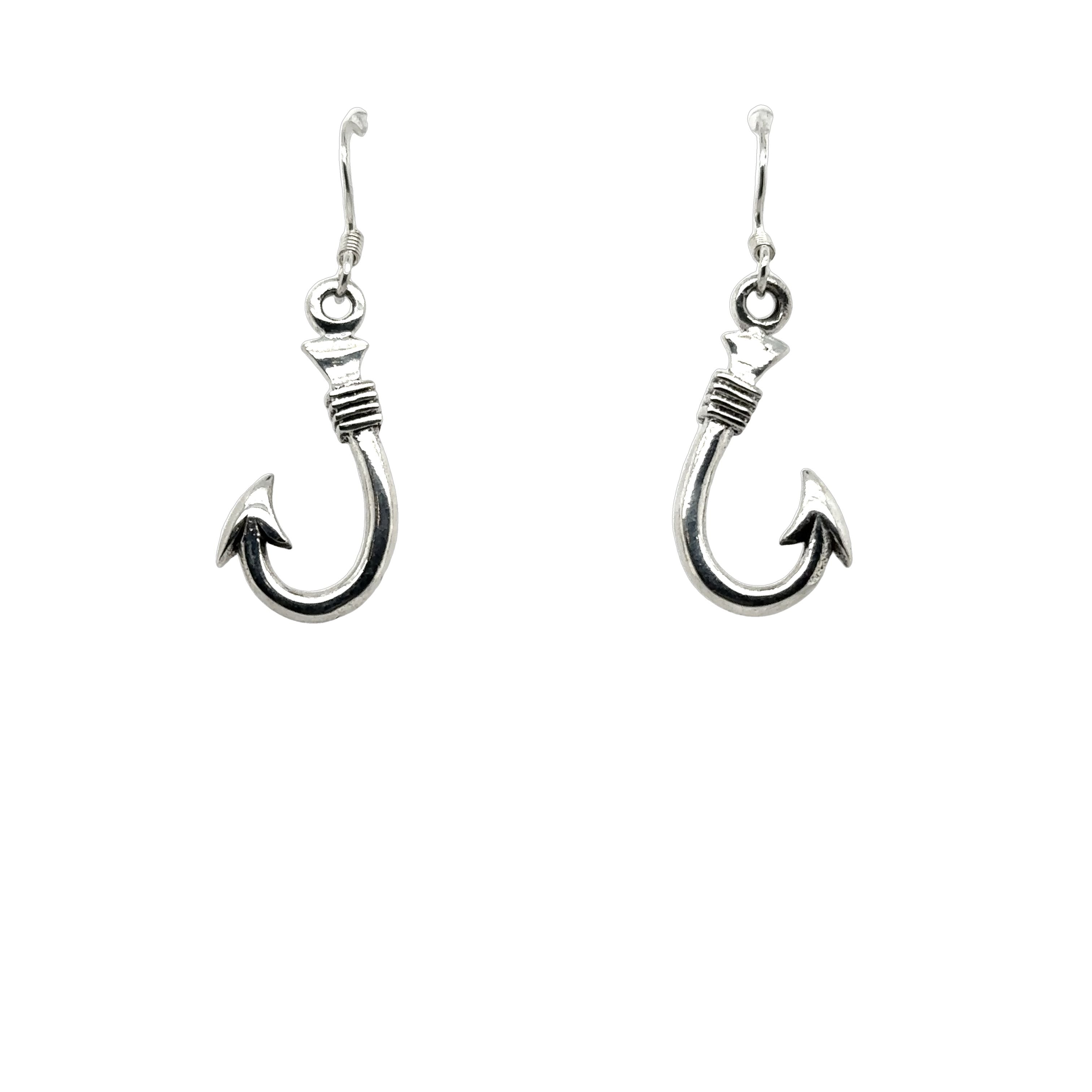 A pair of Super Silver .925 silver Fishhook Earrings on a white background.