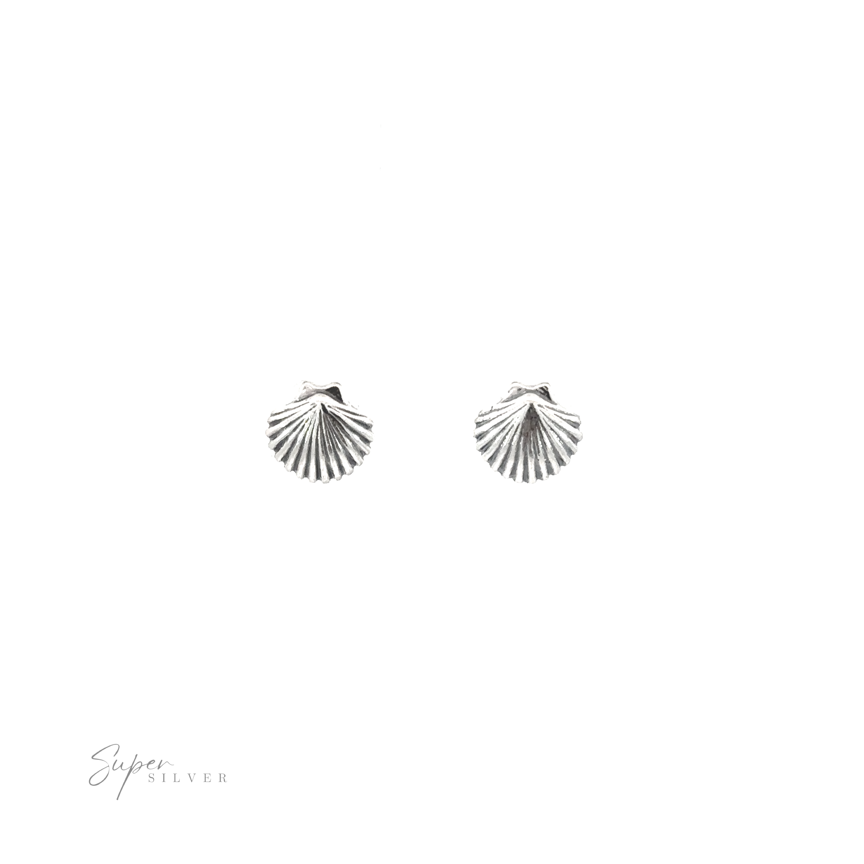 A pair of Seashell Studs that exude a coastal vibe on a white background.
