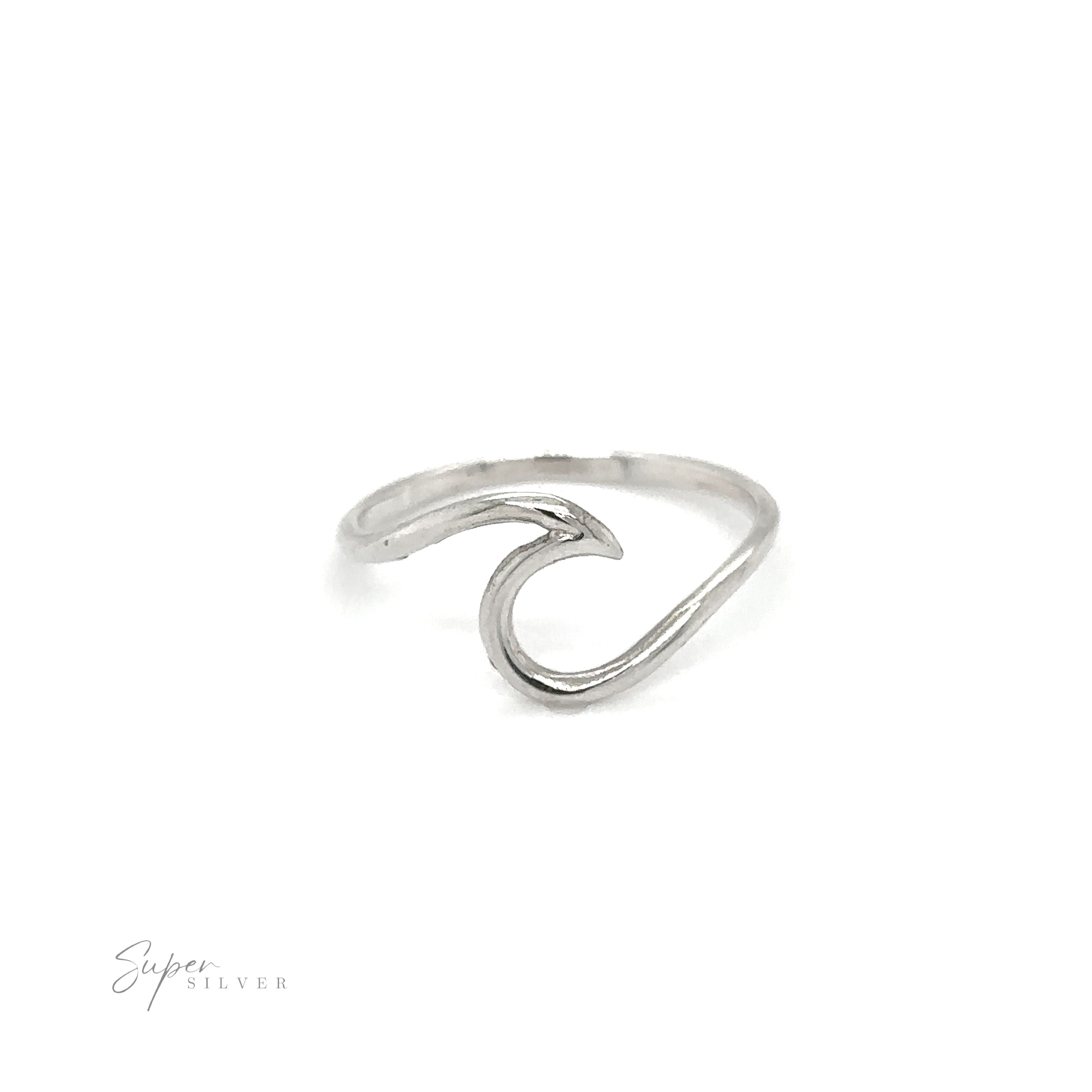 A Smooth Crashing Wire Wave Ring with a wave design on it.