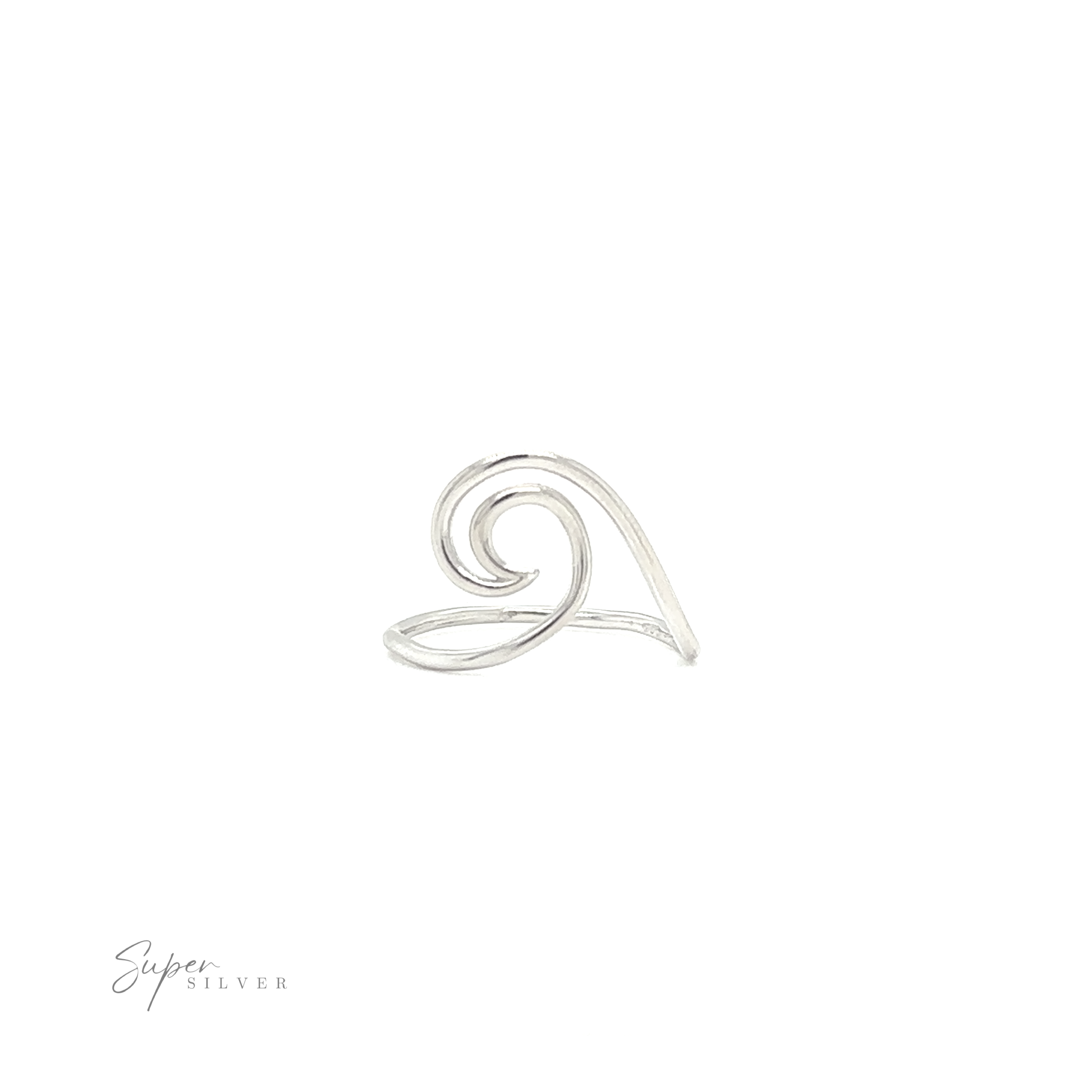 A minimalist Open Wave ring on a white background.