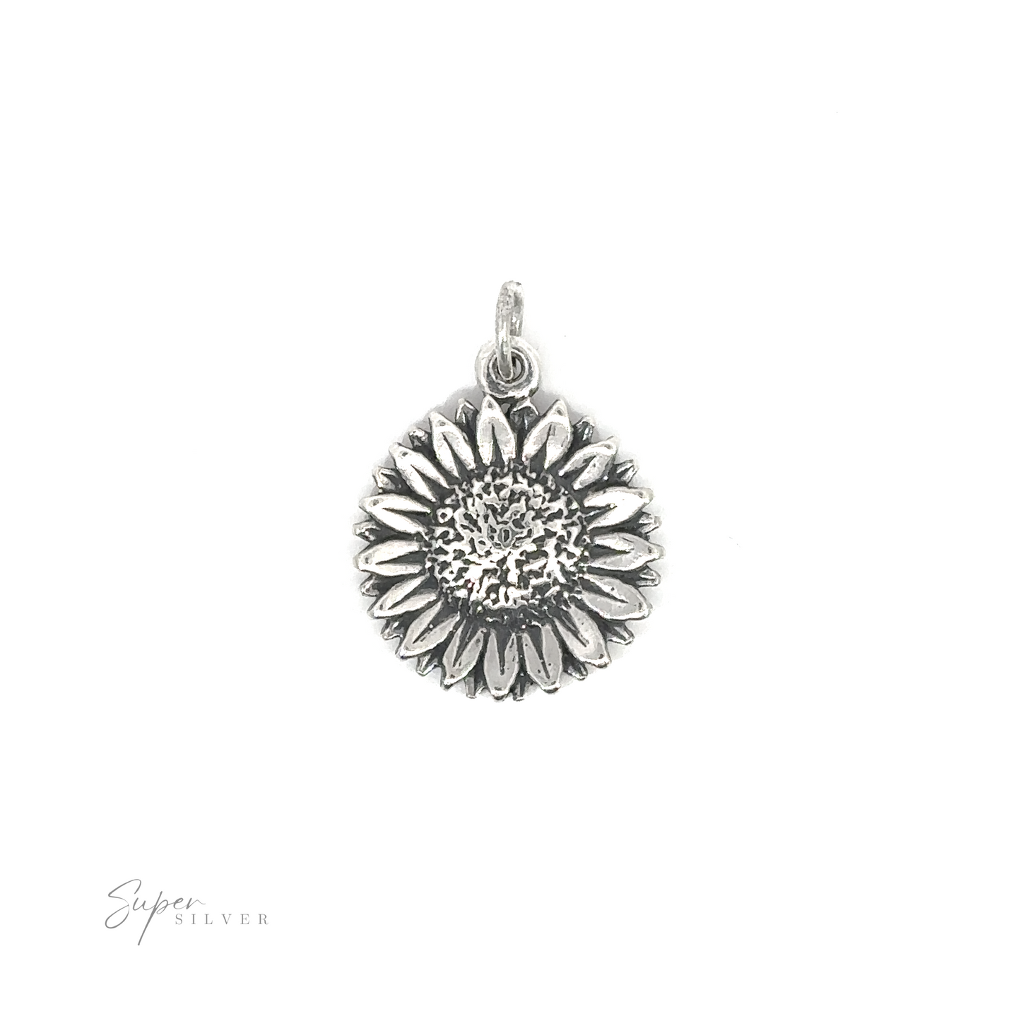 
                  
                    A .925 Sterling Silver Daisy Flower Charm on a white background.
                  
                