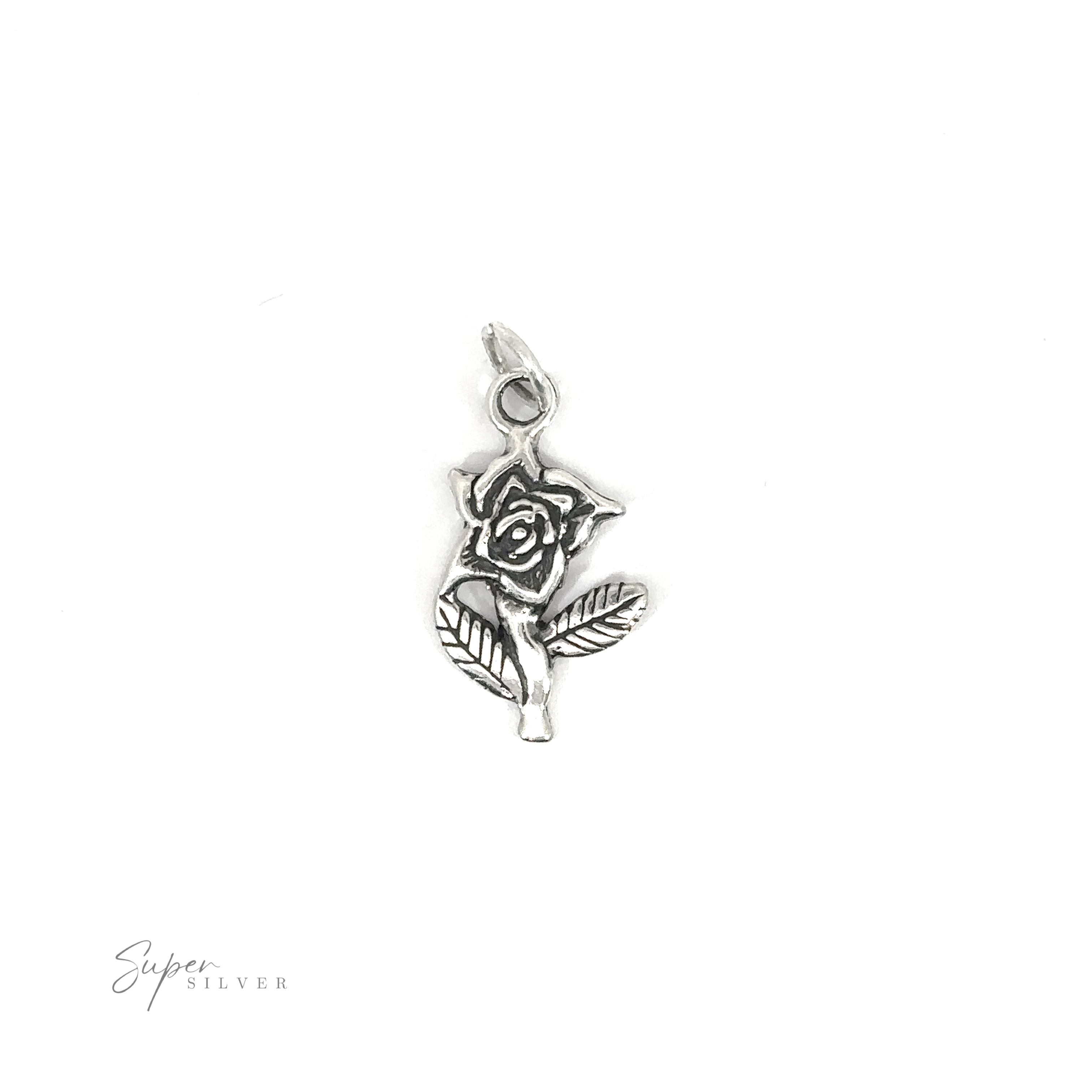 A .925 Sterling Silver Rose Charm on a white background.