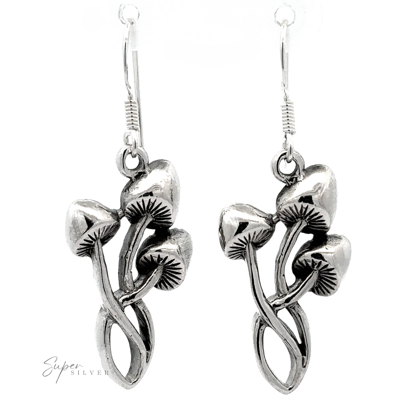 Pair of Mushroom Earrings shaped like mushrooms with nature-inspired charm, against a white background.