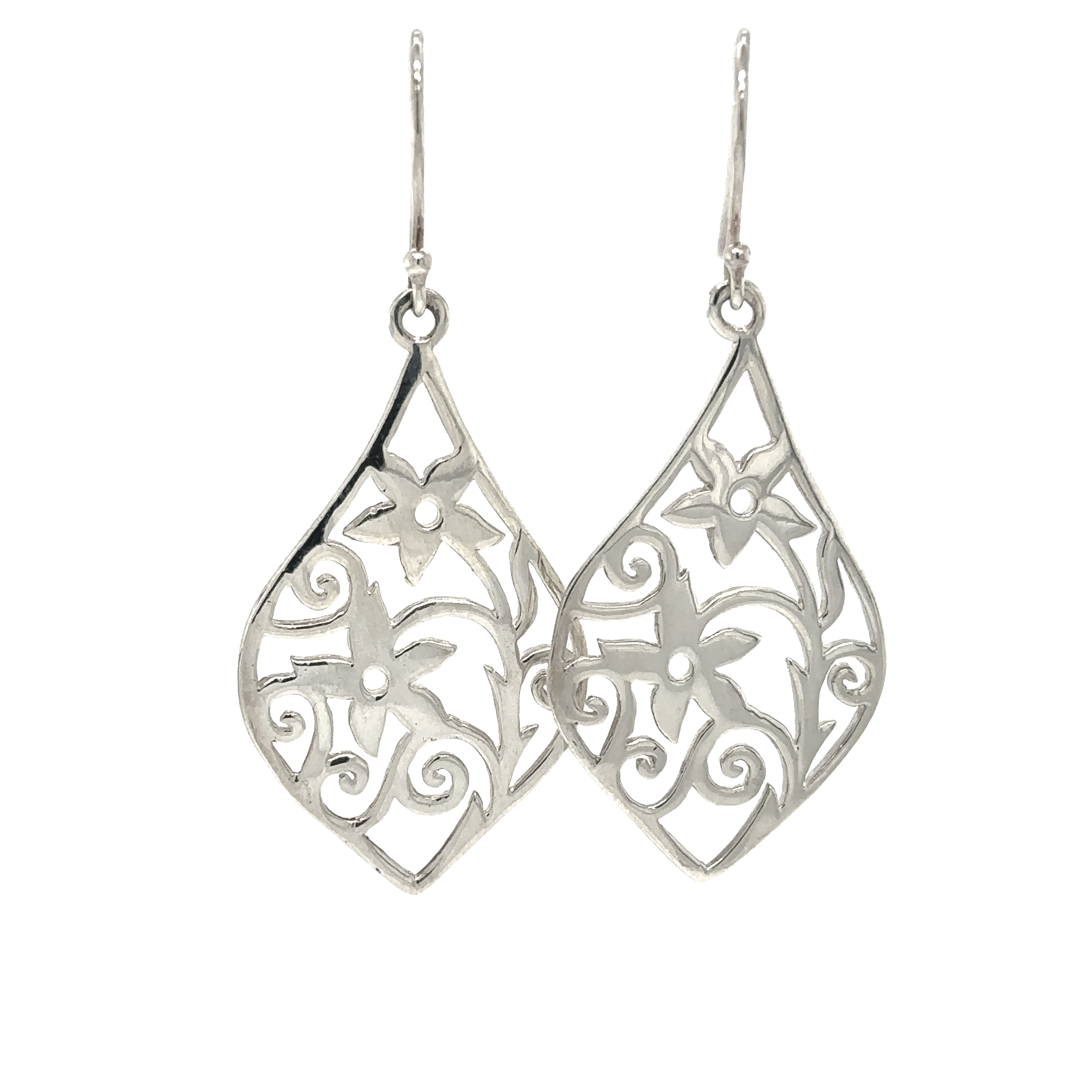 Dainty Floral Scene Earrings crafted in .925 silver by Super Silver.