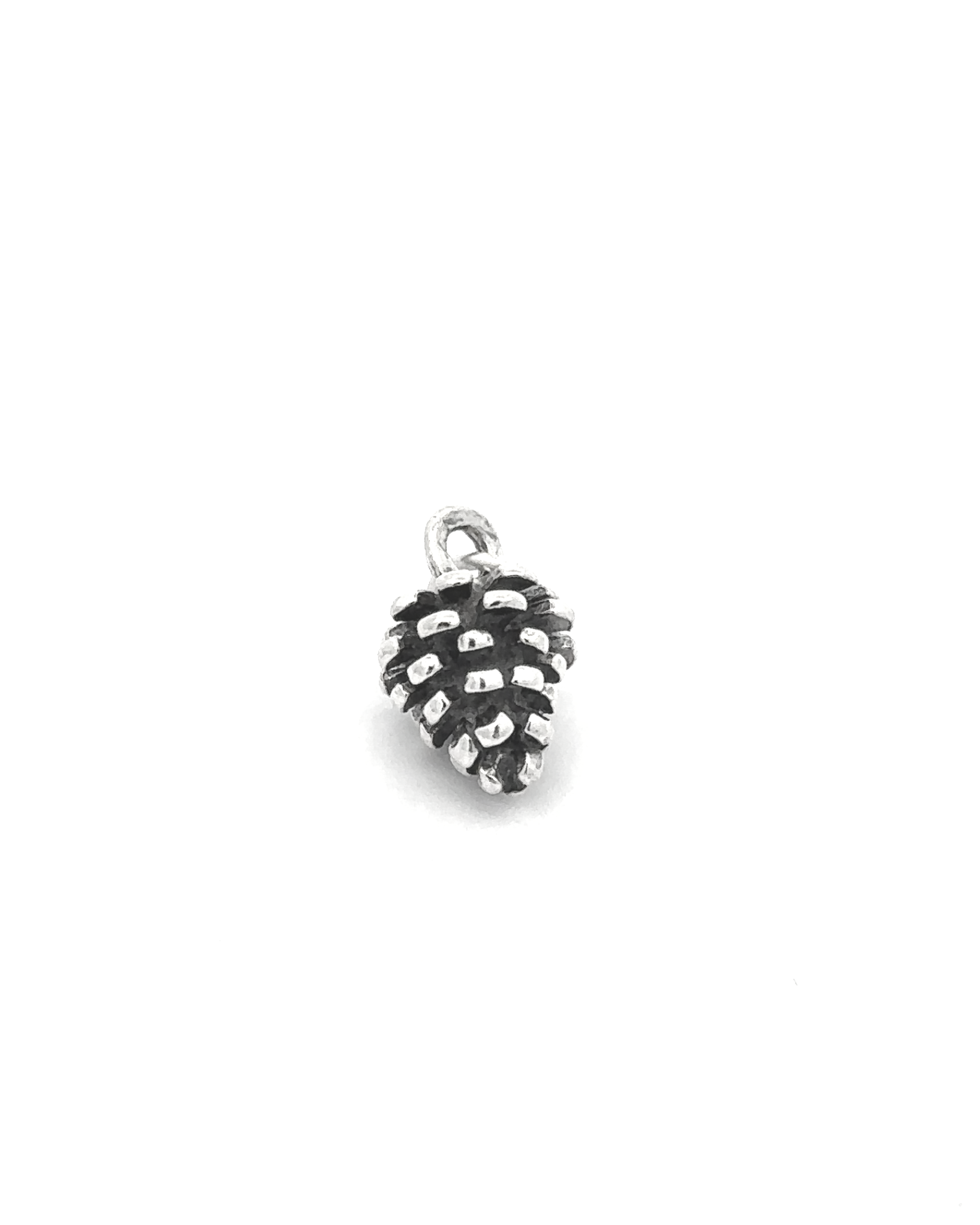 Pinecone Pendant made of sterling silver, shown against a white background, ideal for nature enthusiasts.