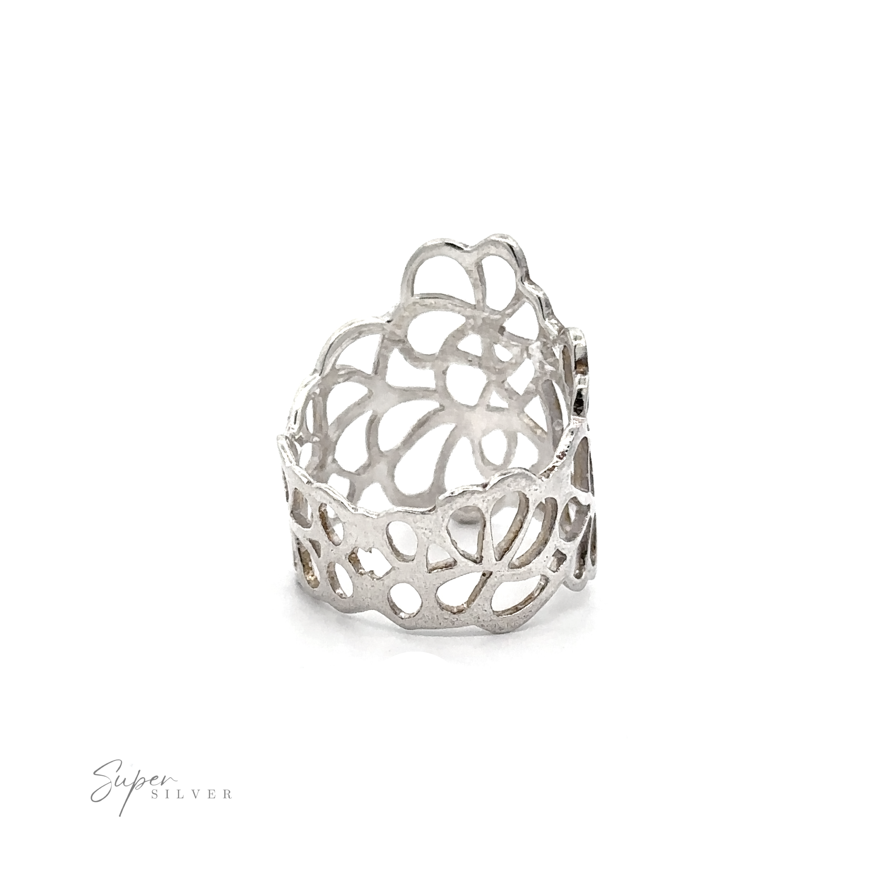 A Wide Ring with Cut Out Flowers.