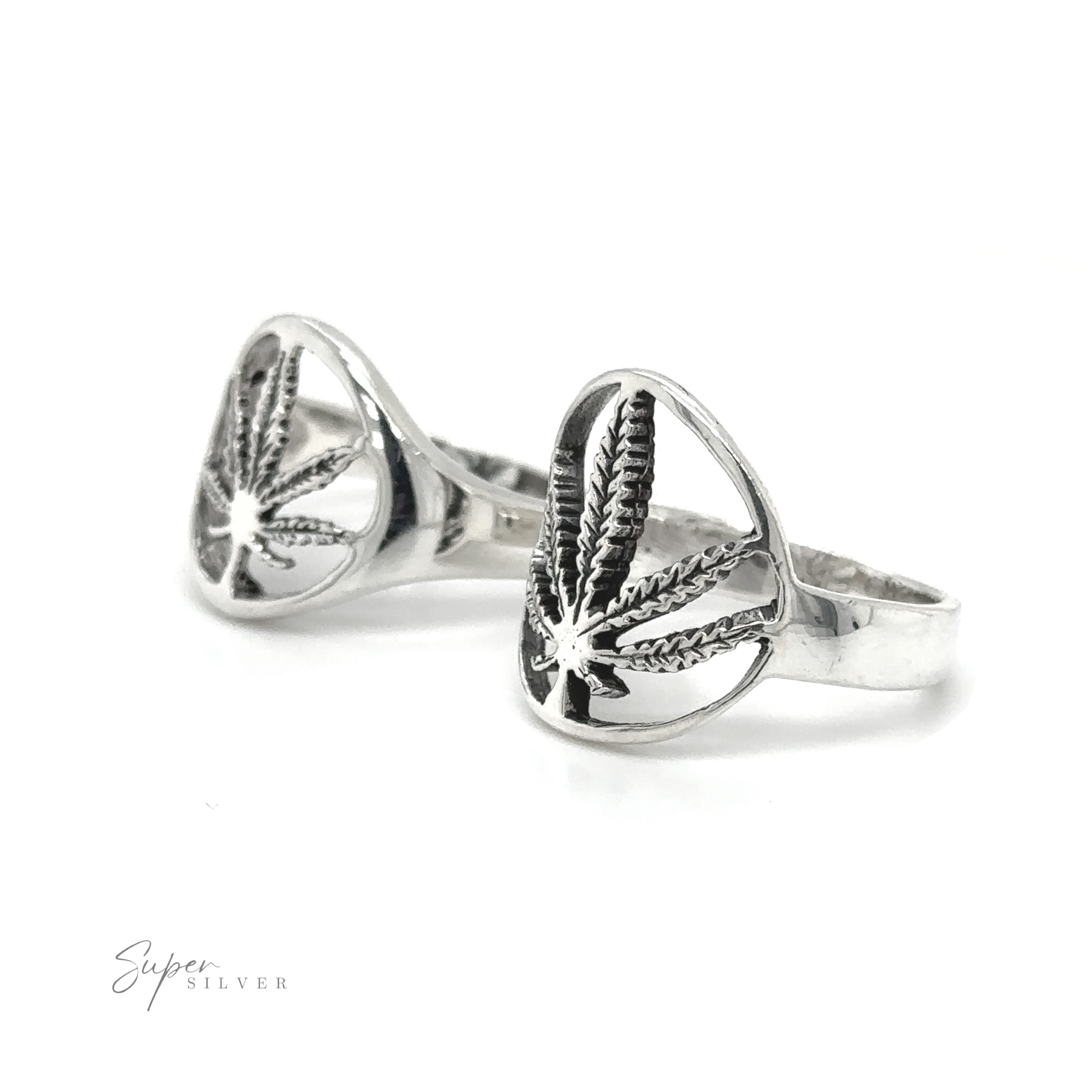 An Outlined Mary Jane Leaf Ring exudes stoner vibes reminiscent of the flower power era.