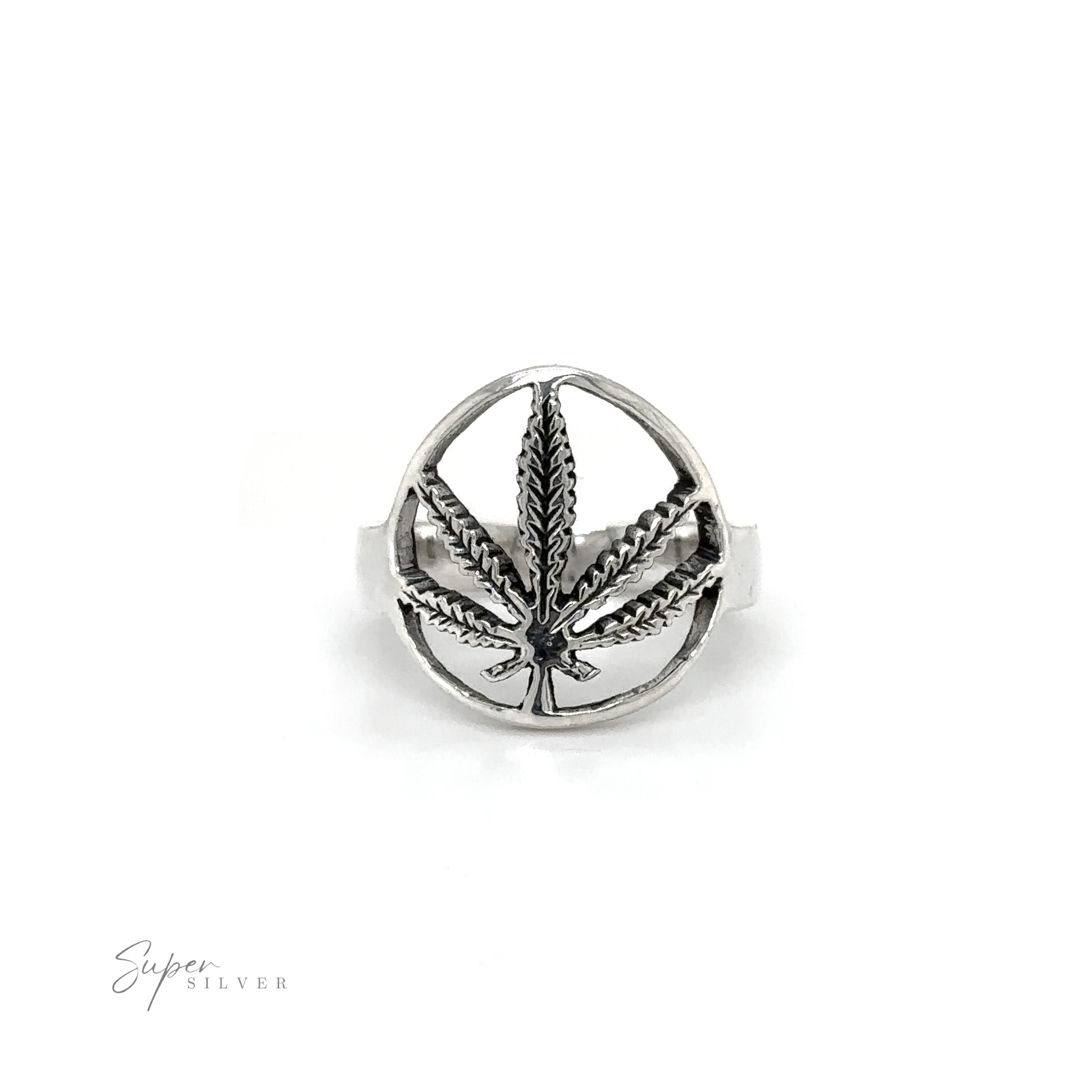 Embrace the flower power era with this Outlined Mary Jane Leaf Ring, radiating stoner vibes. Crafted in durable silver, this ring showcases a prominent marijuana leaf design, making it a stylish statement.