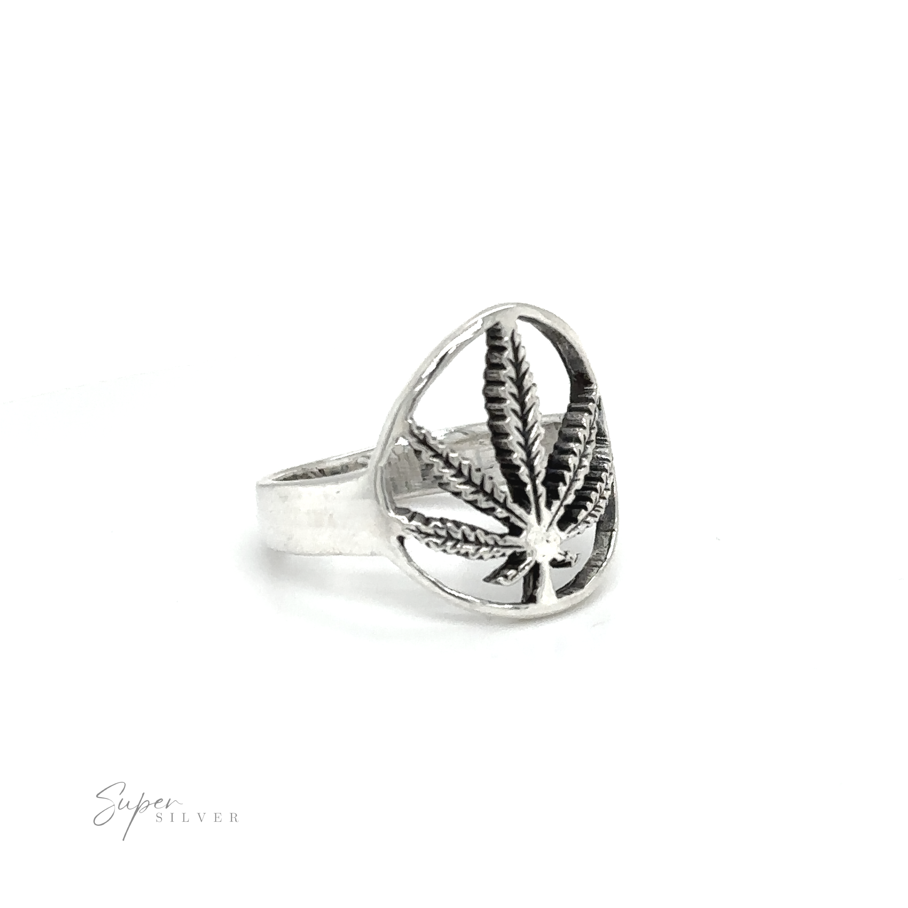Embrace the stoner vibes of the flower power era with our exquisite Outlined Mary Jane Leaf Ring. Crafted in silver, this ring features a prominent marijuana leaf design, perfectly encapsulating the essence of