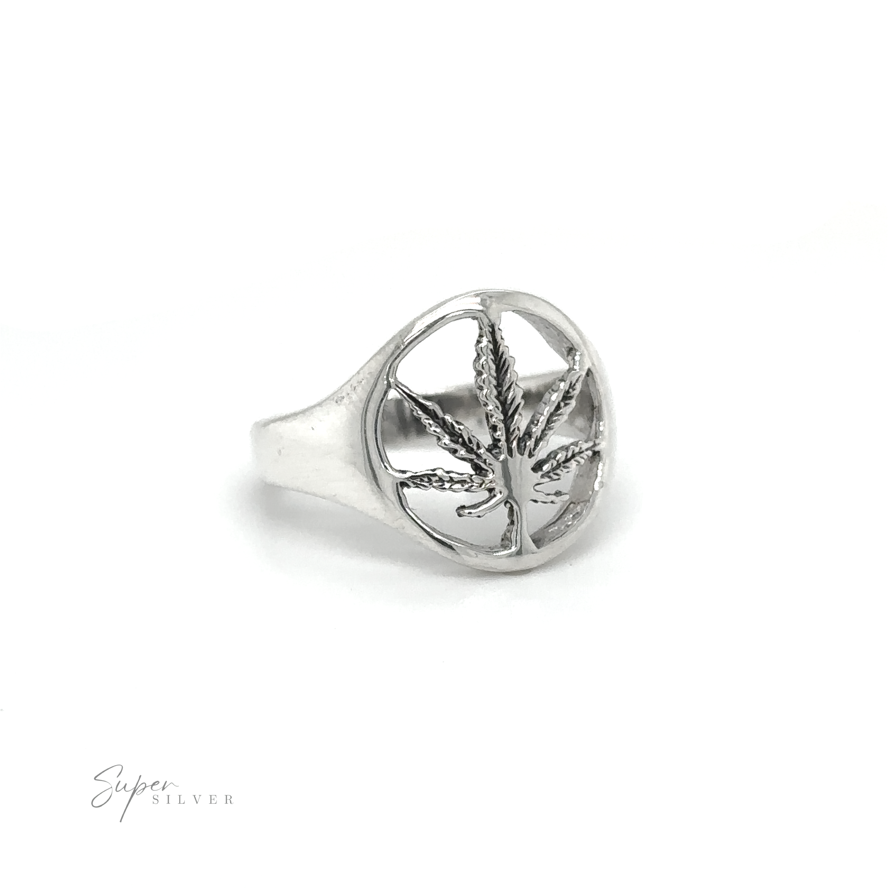 Embrace stoner vibes with these Outlined Mary Jane Leaf Rings, capturing the essence of the flower power era.
