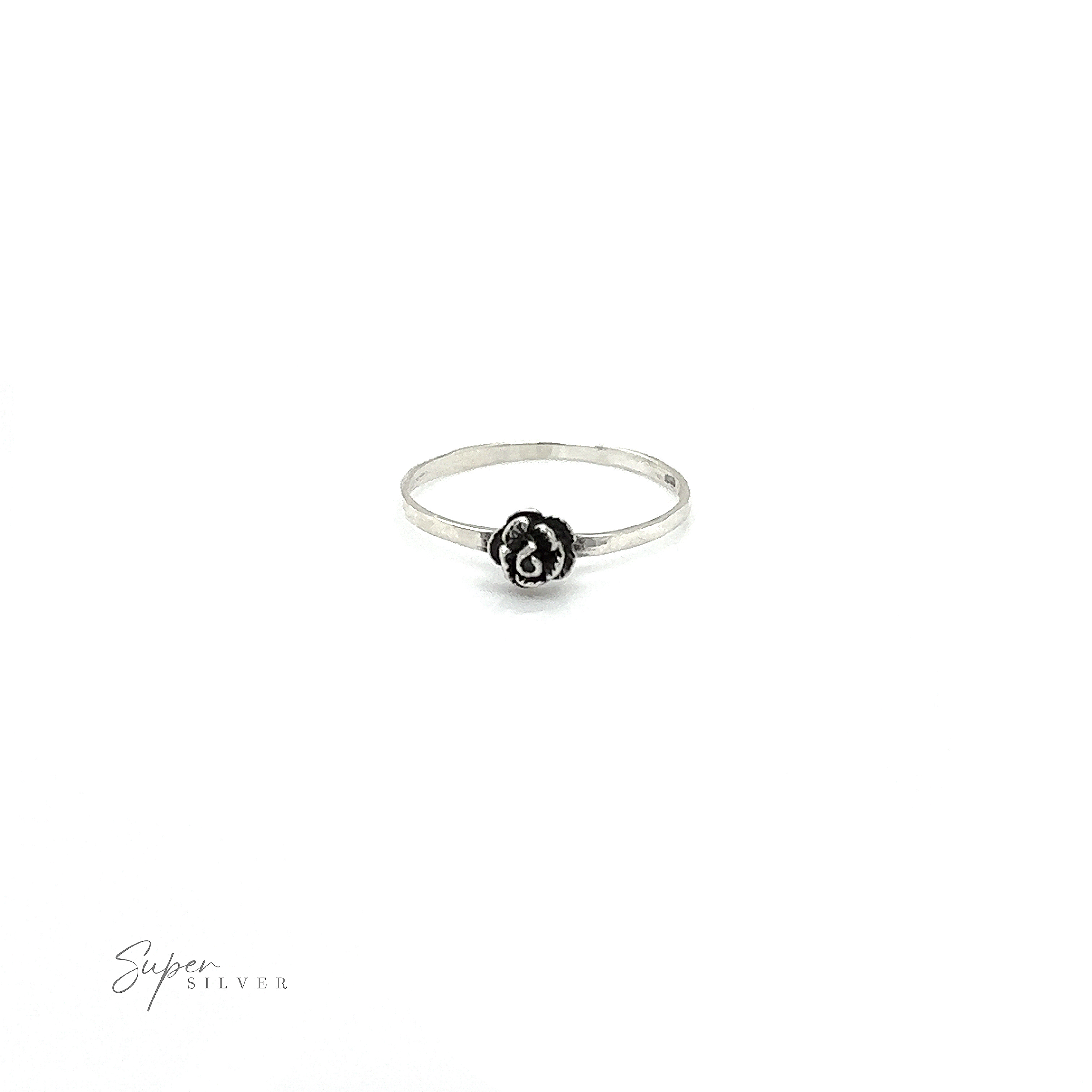 A Dainty Rose Ring adorned with a black floral design.