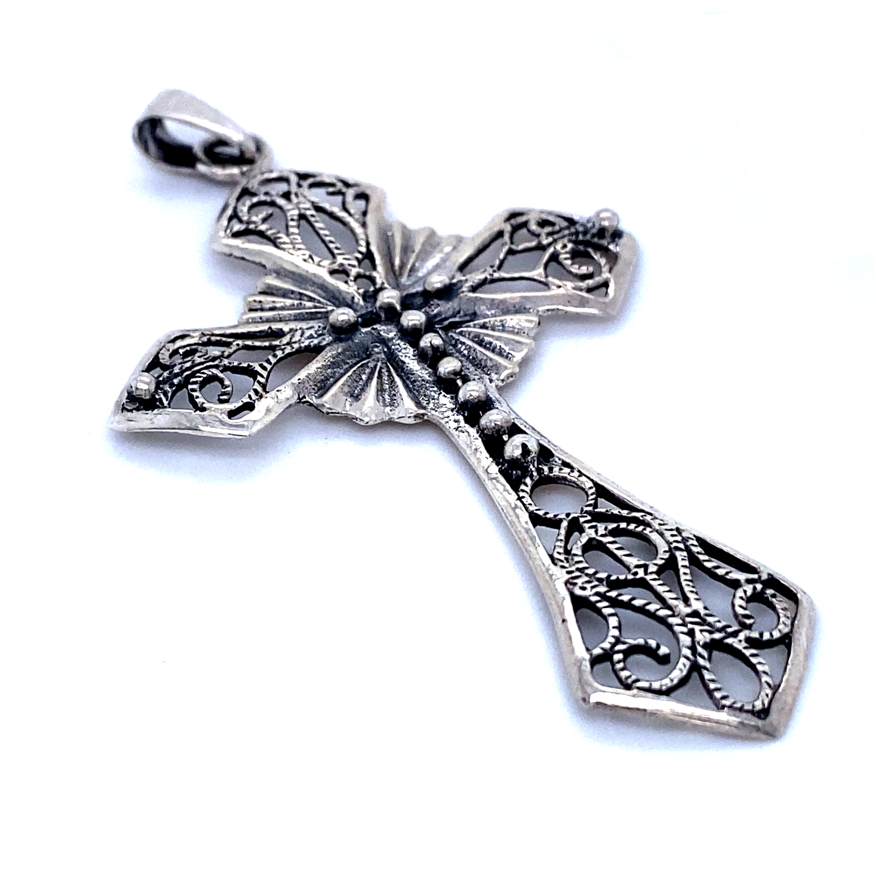 SINLEERY Silver Color Rhinestone Cross Stainless steel Pendant