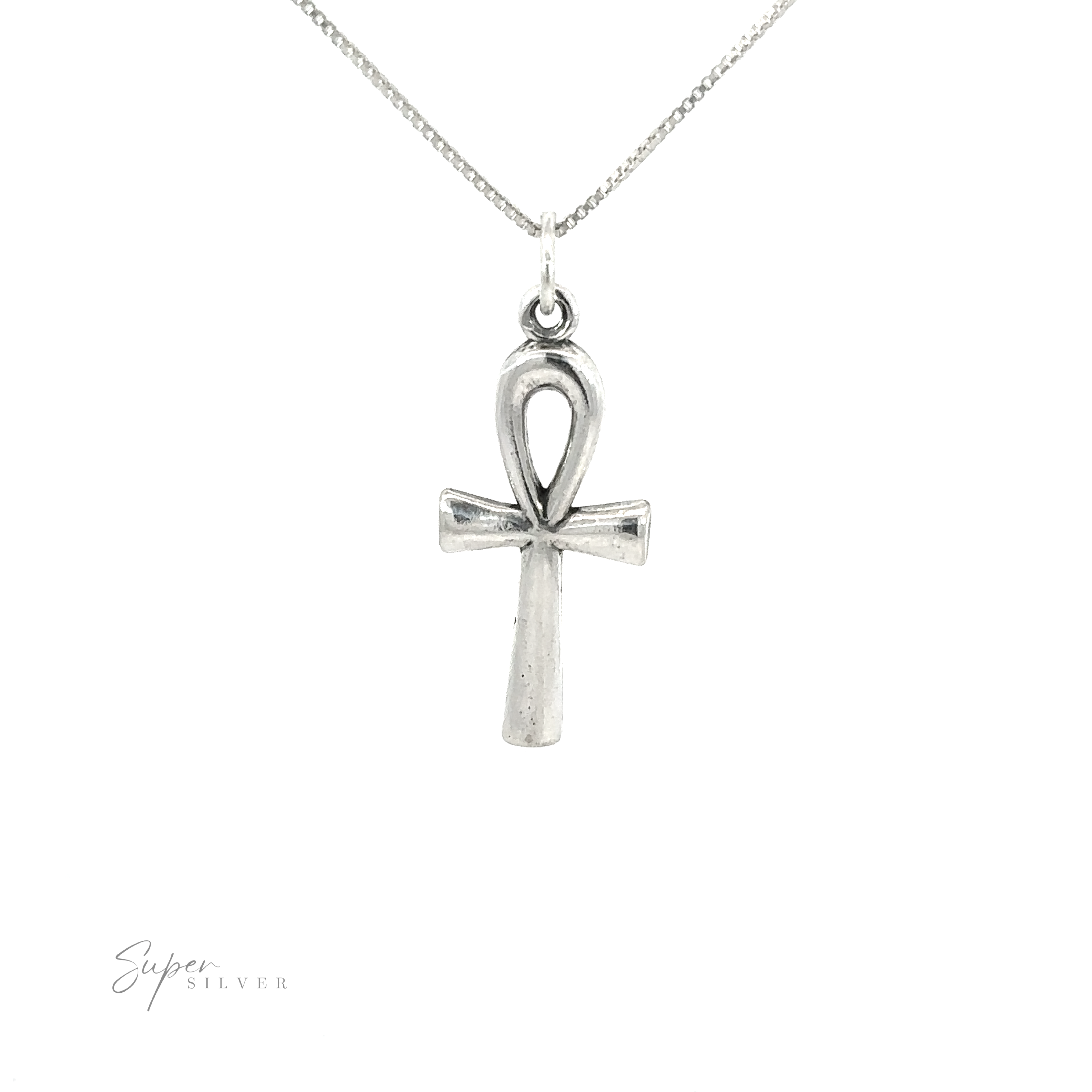 Ankh Charms pendant in sterling silver, representing the eternal life symbol of ancient Egypt.