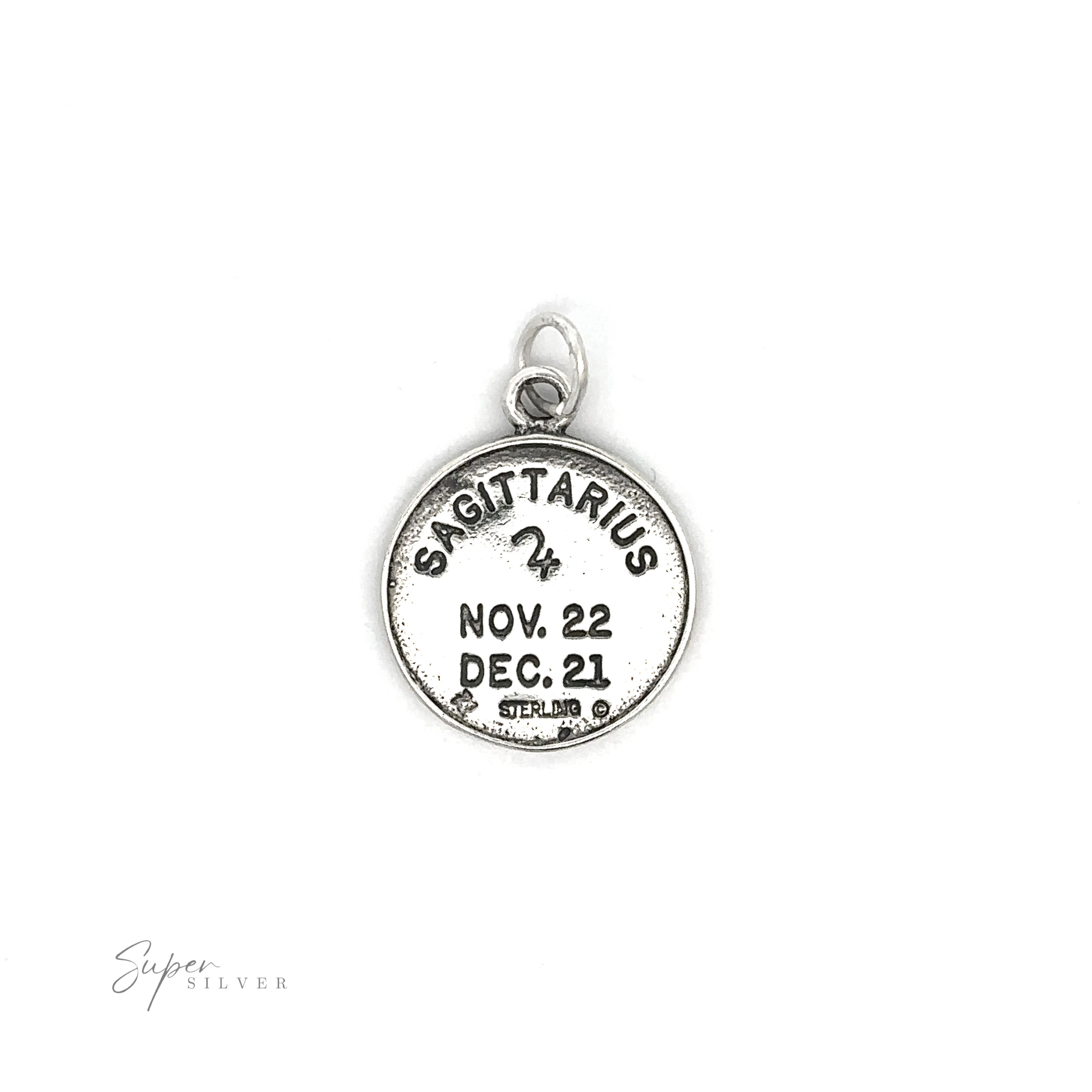 Round Zodiac Sign Medallion Charms with dates and symbol.