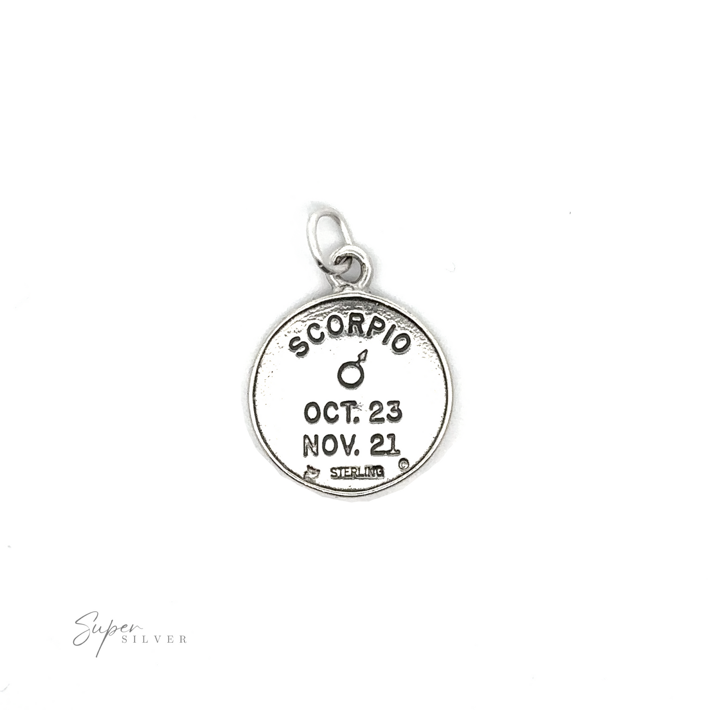 
                  
                    Sterling silver Zodiac Sign Medallion Charms with astrological symbol and date range.
                  
                