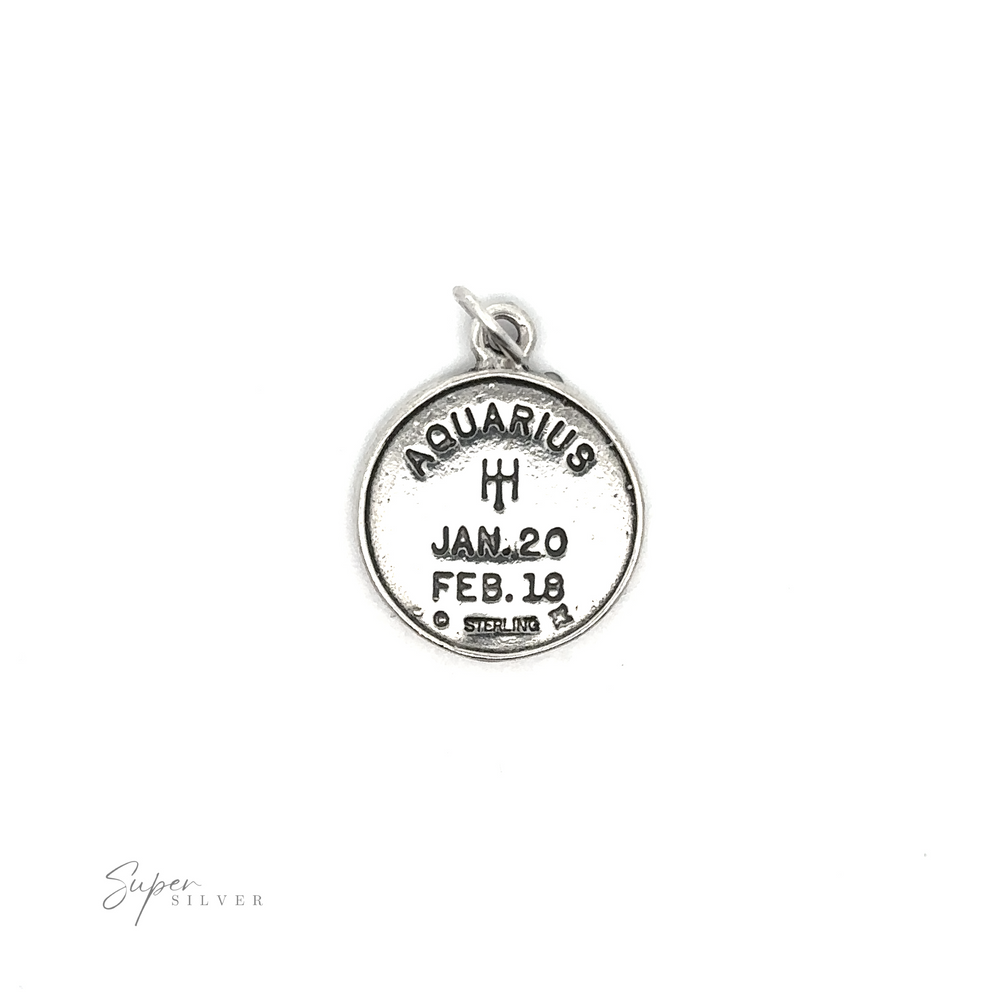 
                  
                    Sterling silver Zodiac Sign Medallion Charms with date range inscription.
                  
                