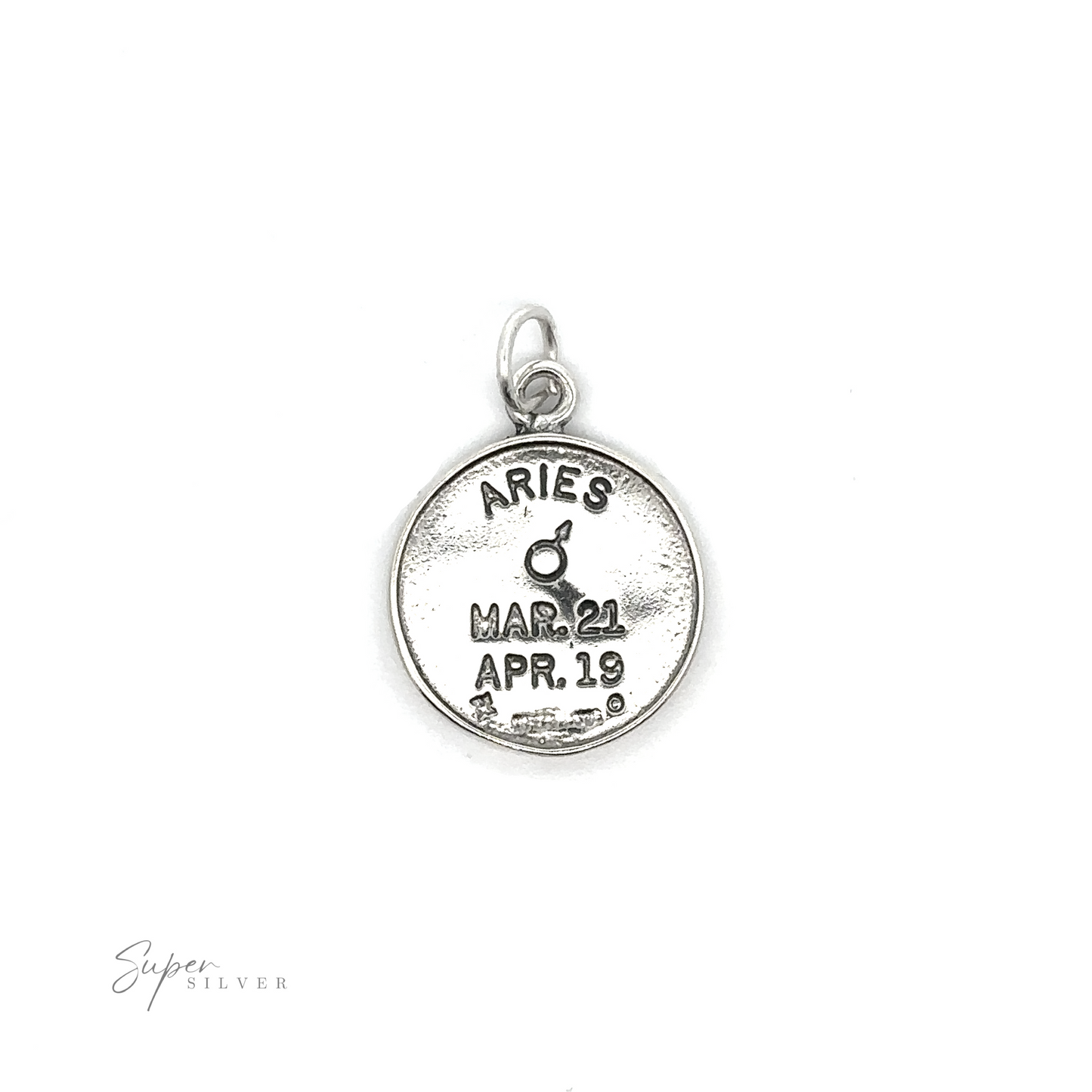 
                  
                    Zodiac Sign Medallion Charms Aries zodiac pendant with astrological symbol and March 21 - April 19 date range.
                  
                