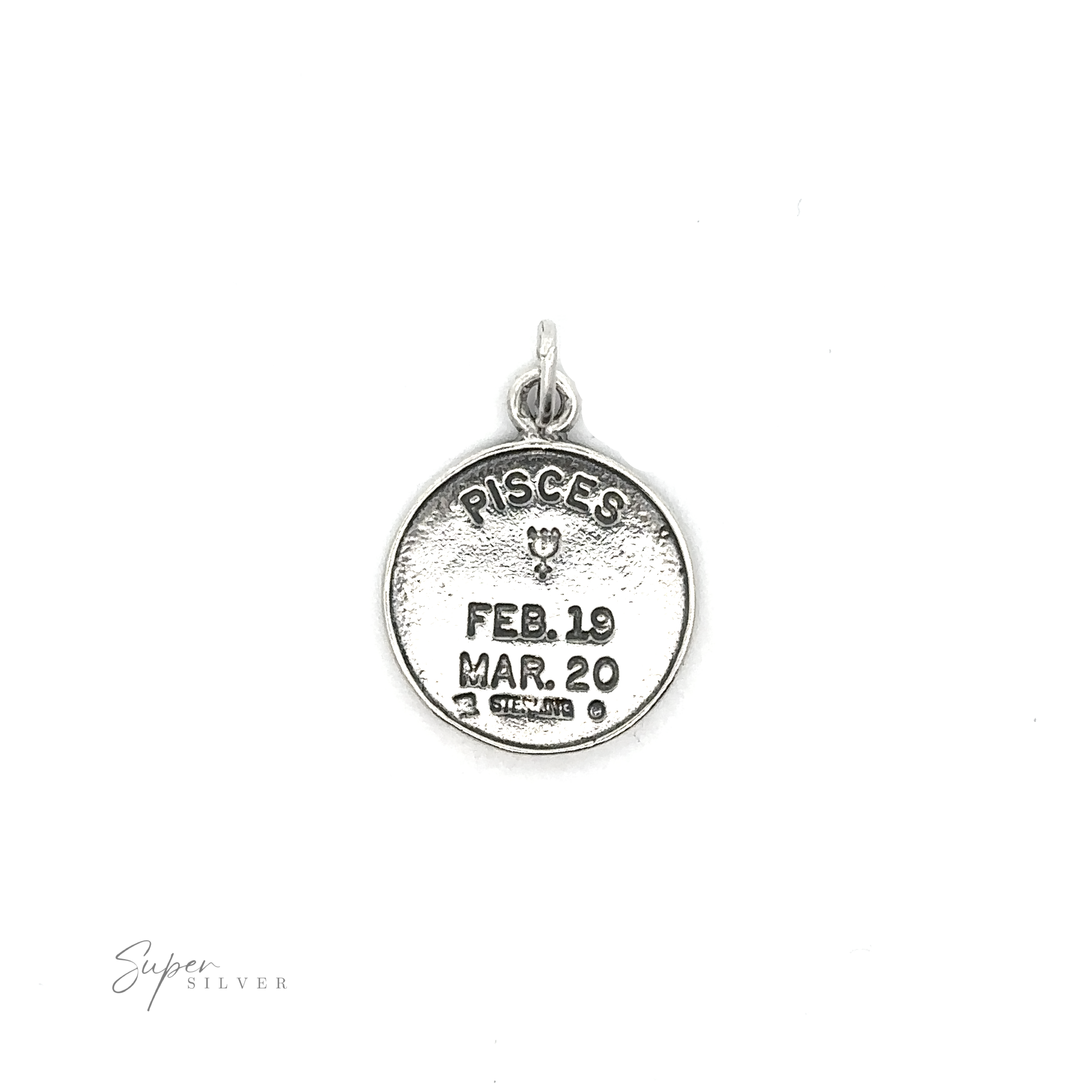 Sterling silver Zodiac Sign Medallion Charms with date range and symbol, reflecting your cosmic identity.