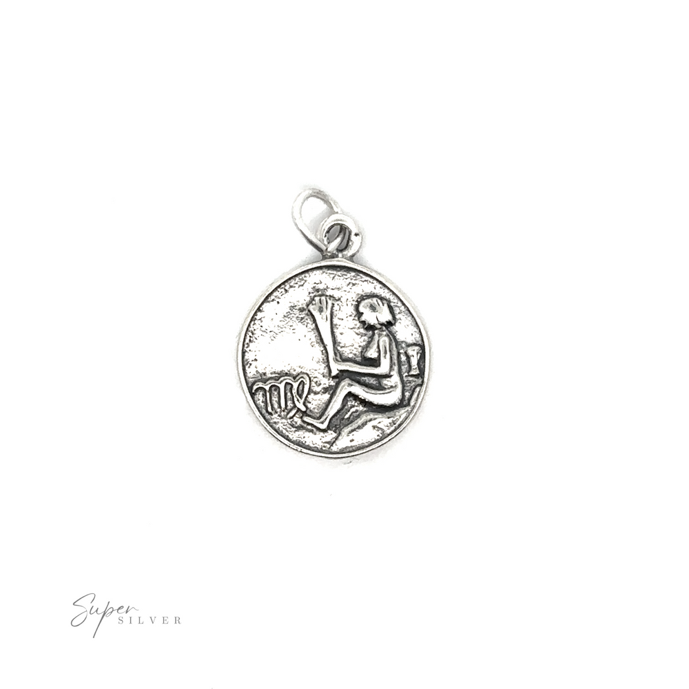 
                  
                    Sterling silver pendant with Zodiac Sign Medallion Charms on a white background.
                  
                