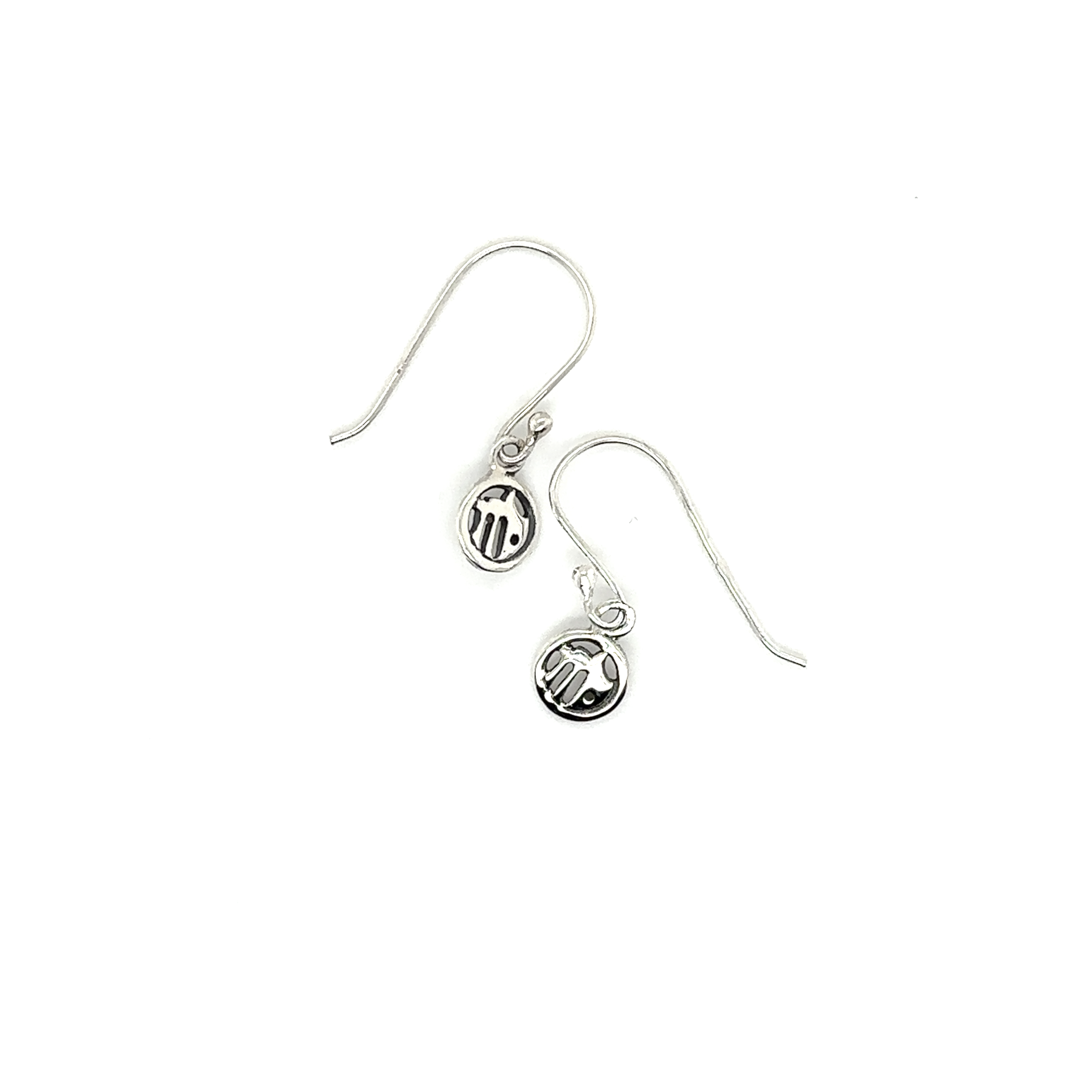 A pair of Super Silver Virgo Zodiac Earrings featuring a star and a heart.