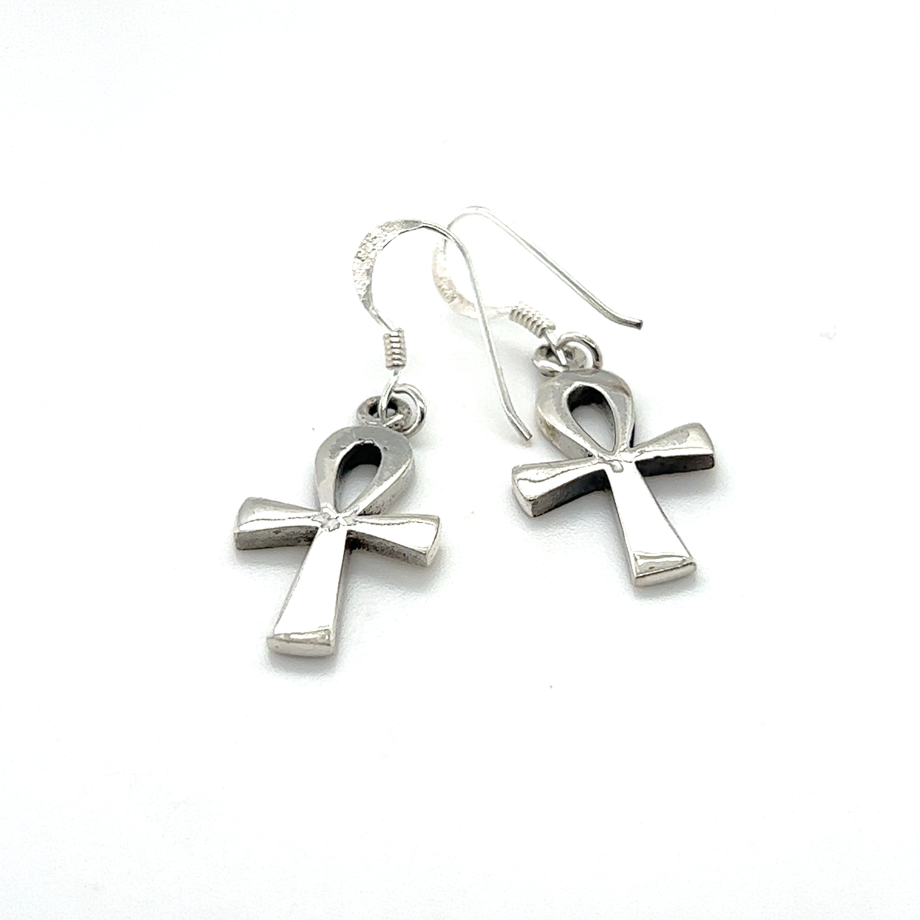 Simple Ankh earrings in sterling silver by Super Silver.