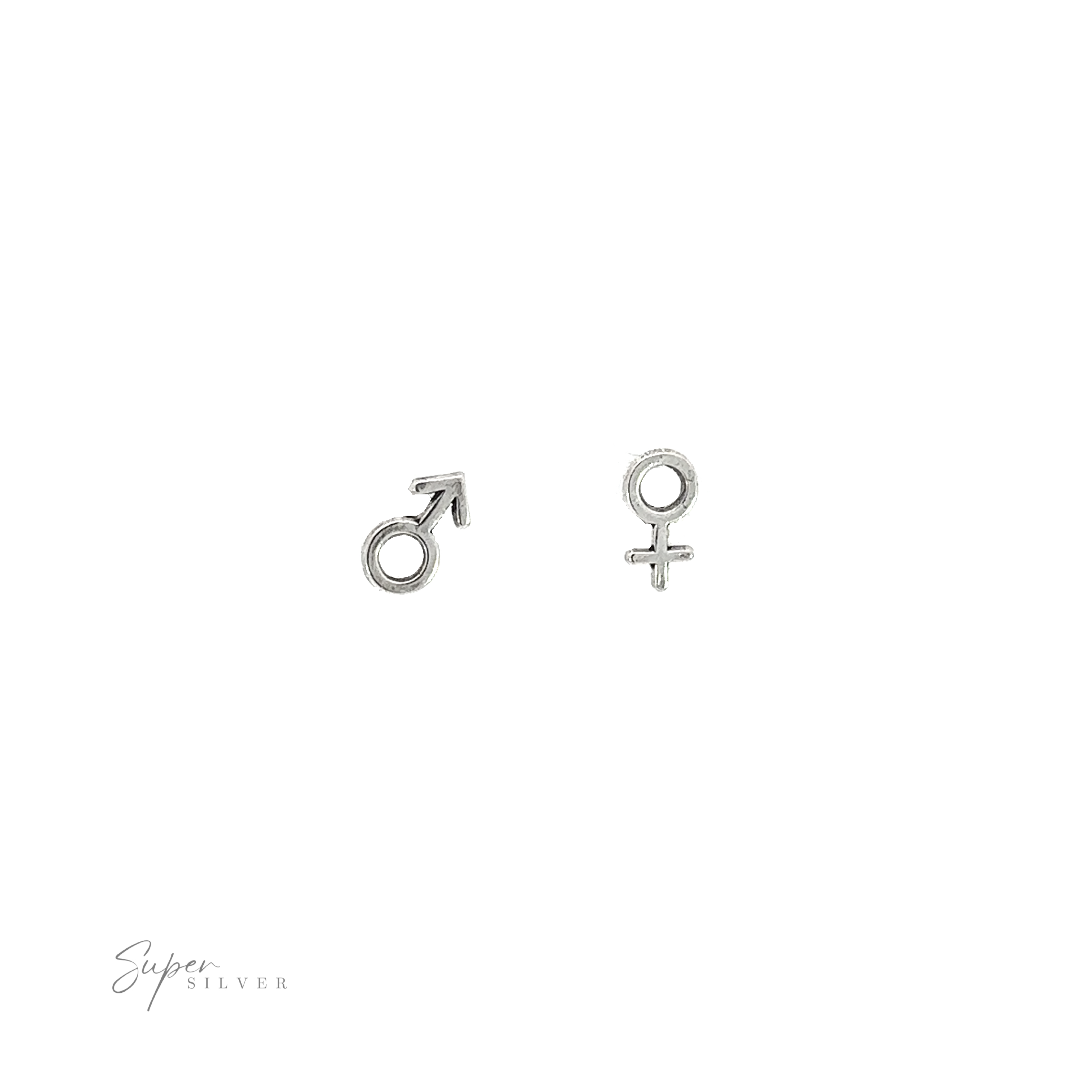A pair of Gender Symbol Studs featuring gender symbols.