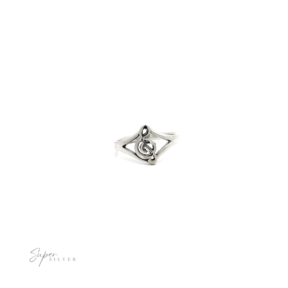 
                  
                    A Treble Clef Split Shank Ring with a diamond in the middle, perfect for a musical person who loves treble clef symbols.
                  
                