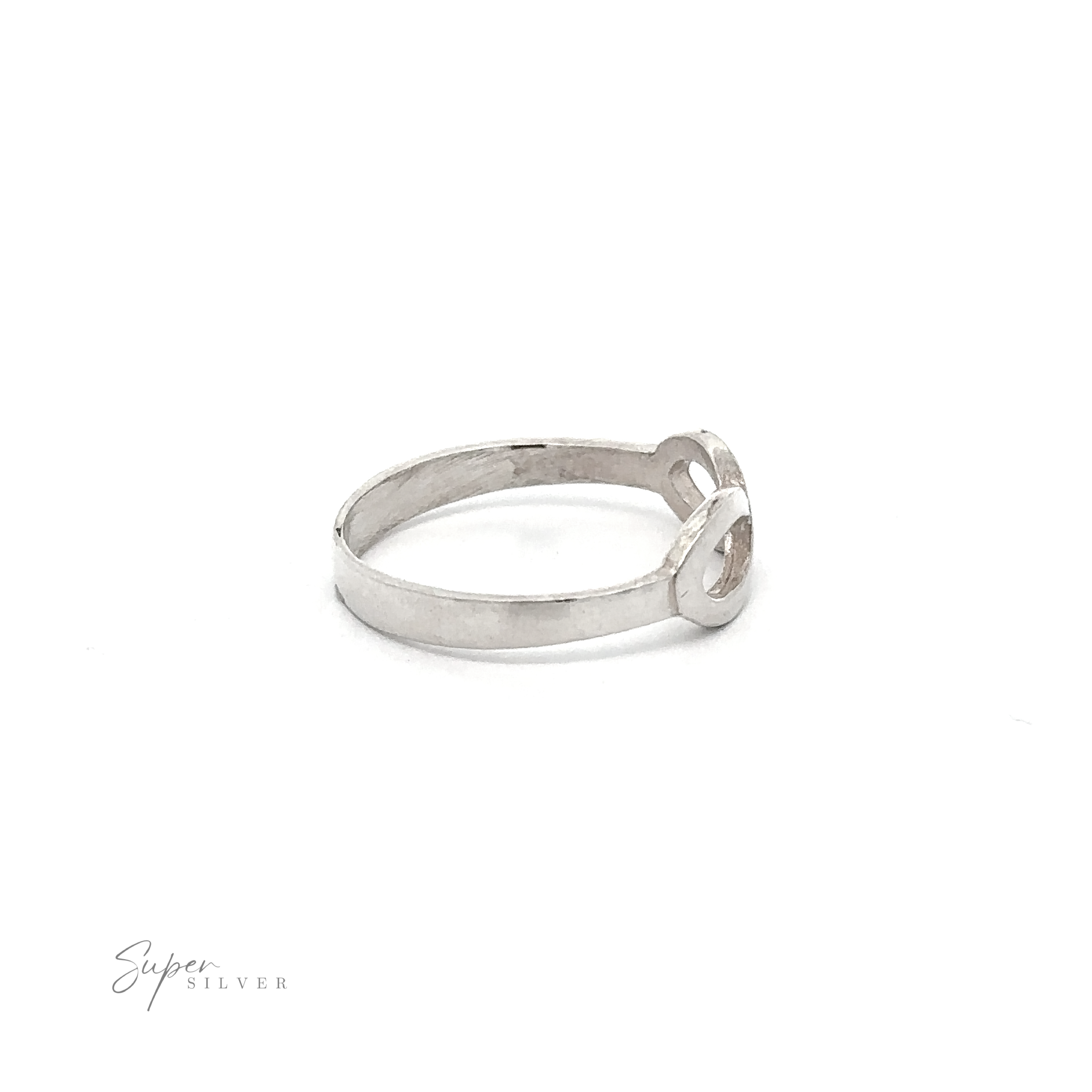 Horizontal Infinity Ring with a circular design on a white background, crafted from .925 Sterling Silver.