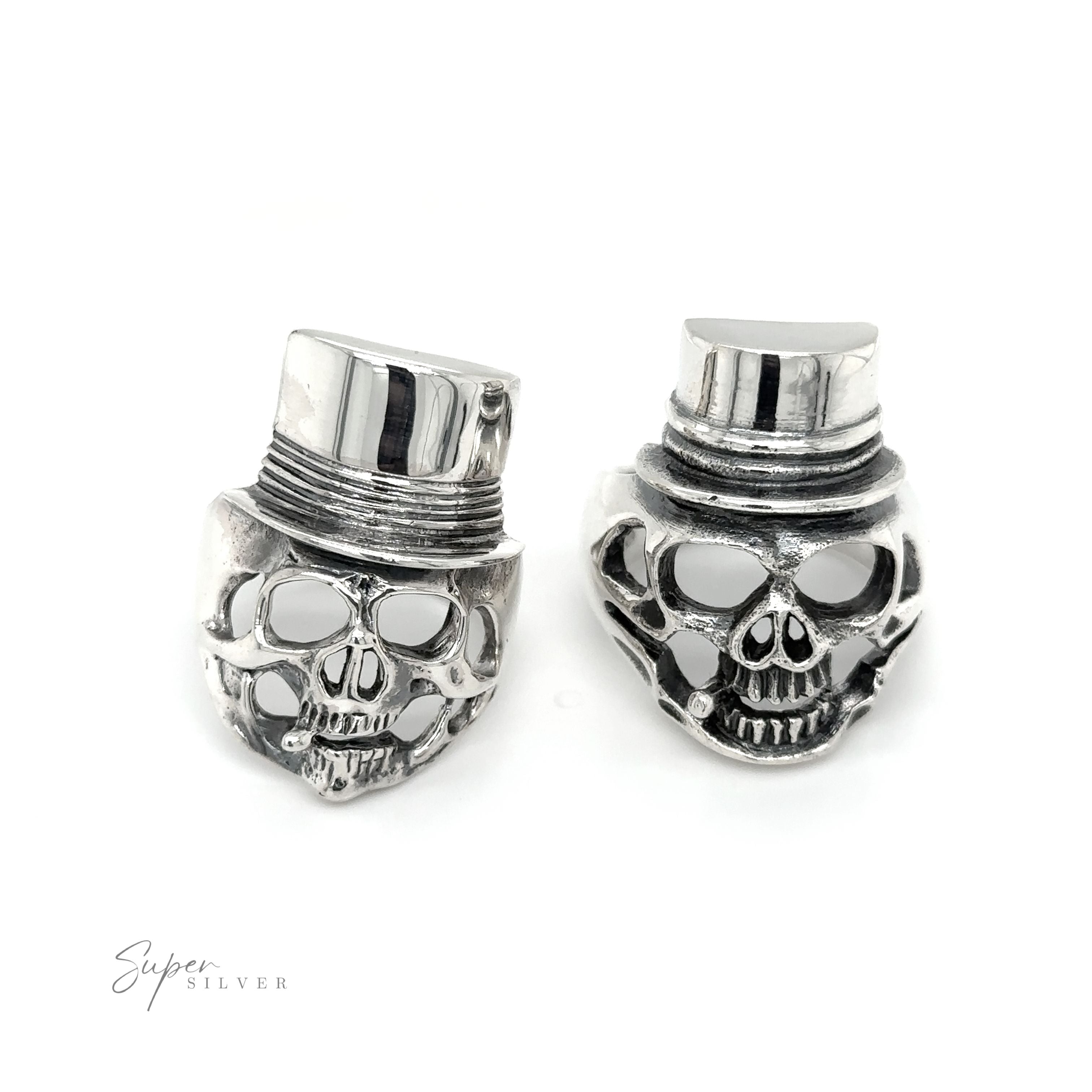 Add a touch of edgy fashion with this Skull Ring with Top Hat.