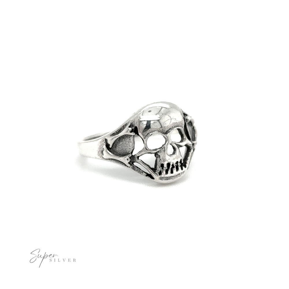 A smaller skull ring on a white background.