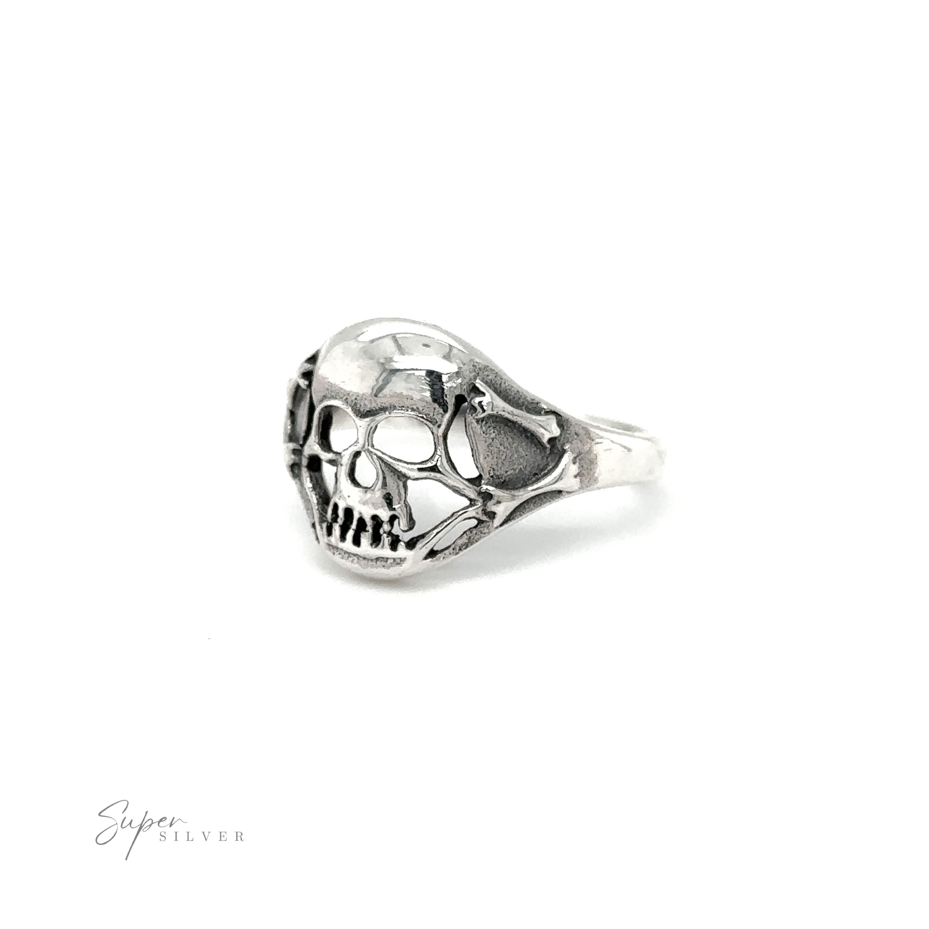 A smaller skull ring on a white background.