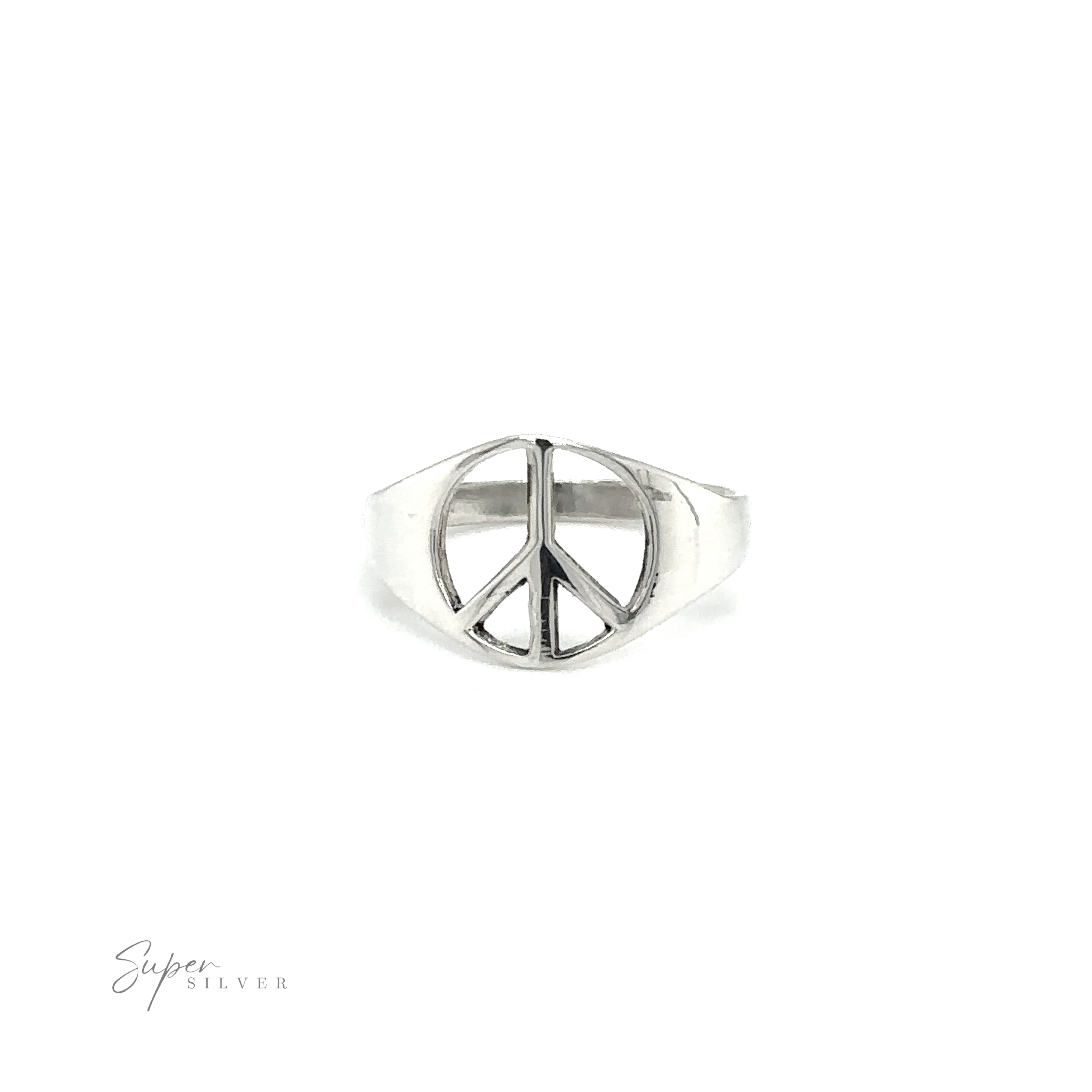 A classic style tapered peace ring, symbolizing unity and harmony.