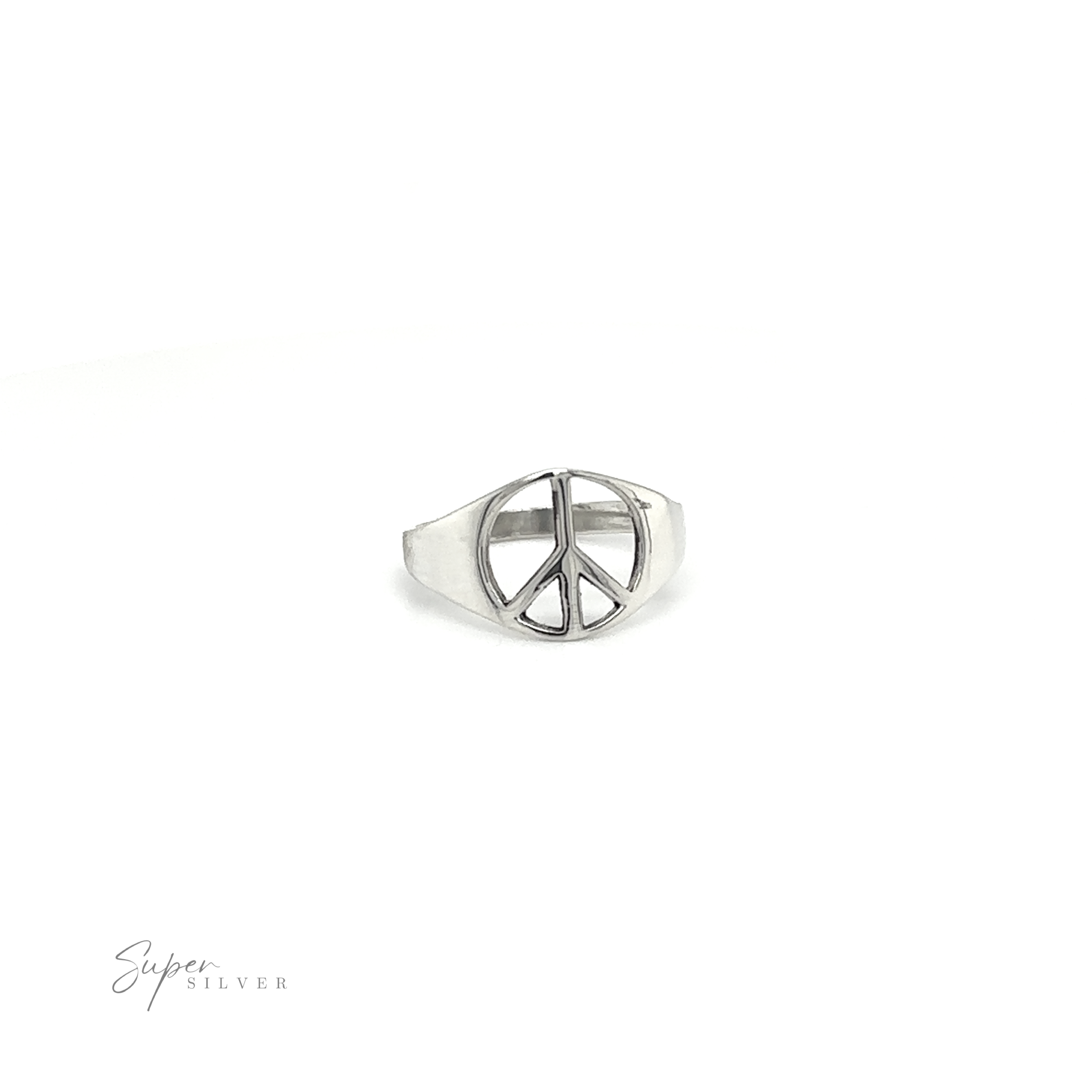 A classic style tapered peace ring, symbolizing unity and harmony.