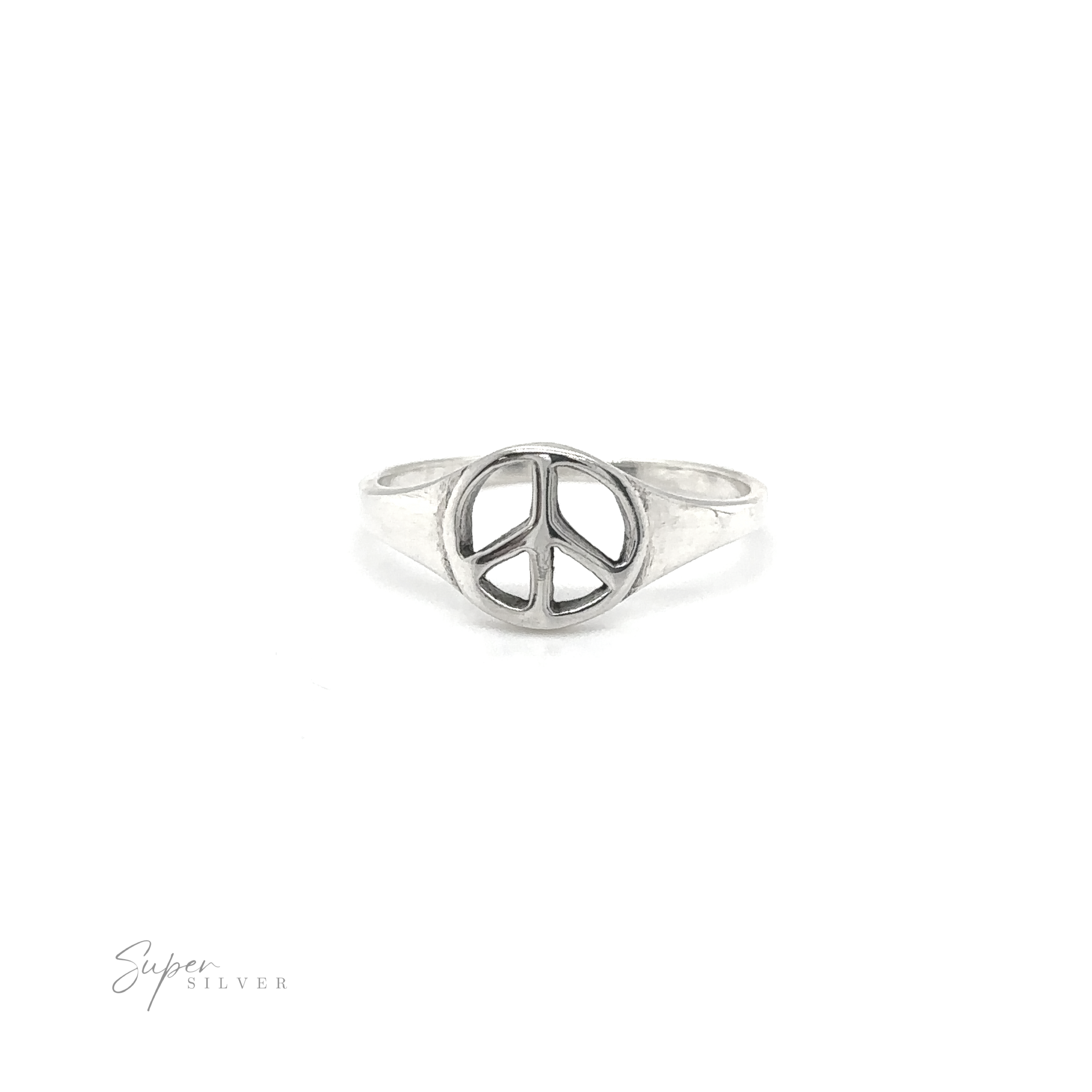 A classic silver Tapered Peace Ring showcasing unity and harmony.