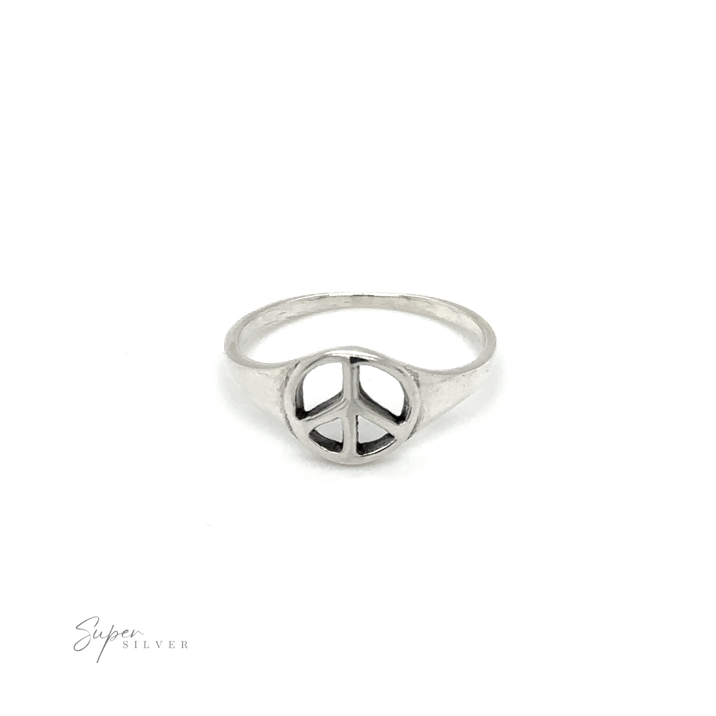 A classic silver Tapered Peace Ring symbolizing unity and harmony.