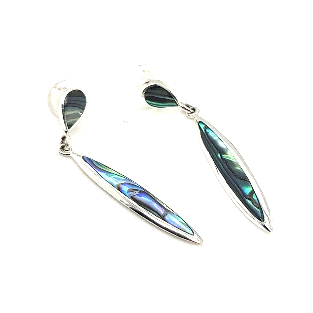 
                  
                    A stunning pair of Super Silver Long Abalone Earrings with Post, showcasing the natural beauty and ocean's splendor in sterling silver.
                  
                