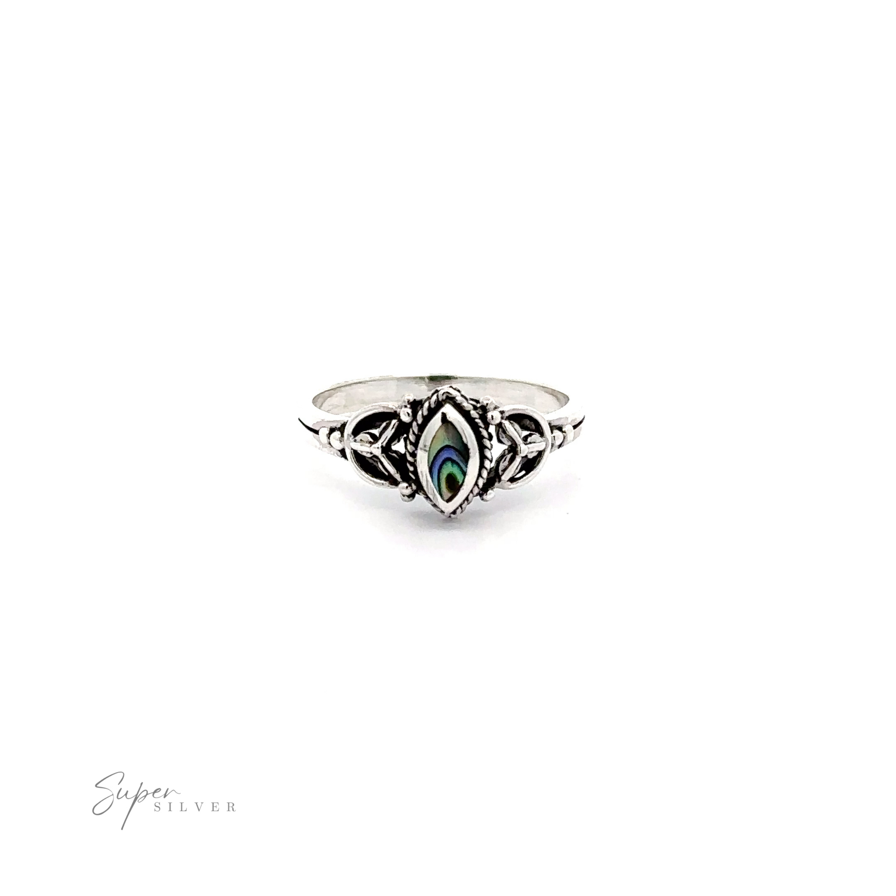 A fashionable Tiny Marquise Inlay Stone Ring with an opal stone.