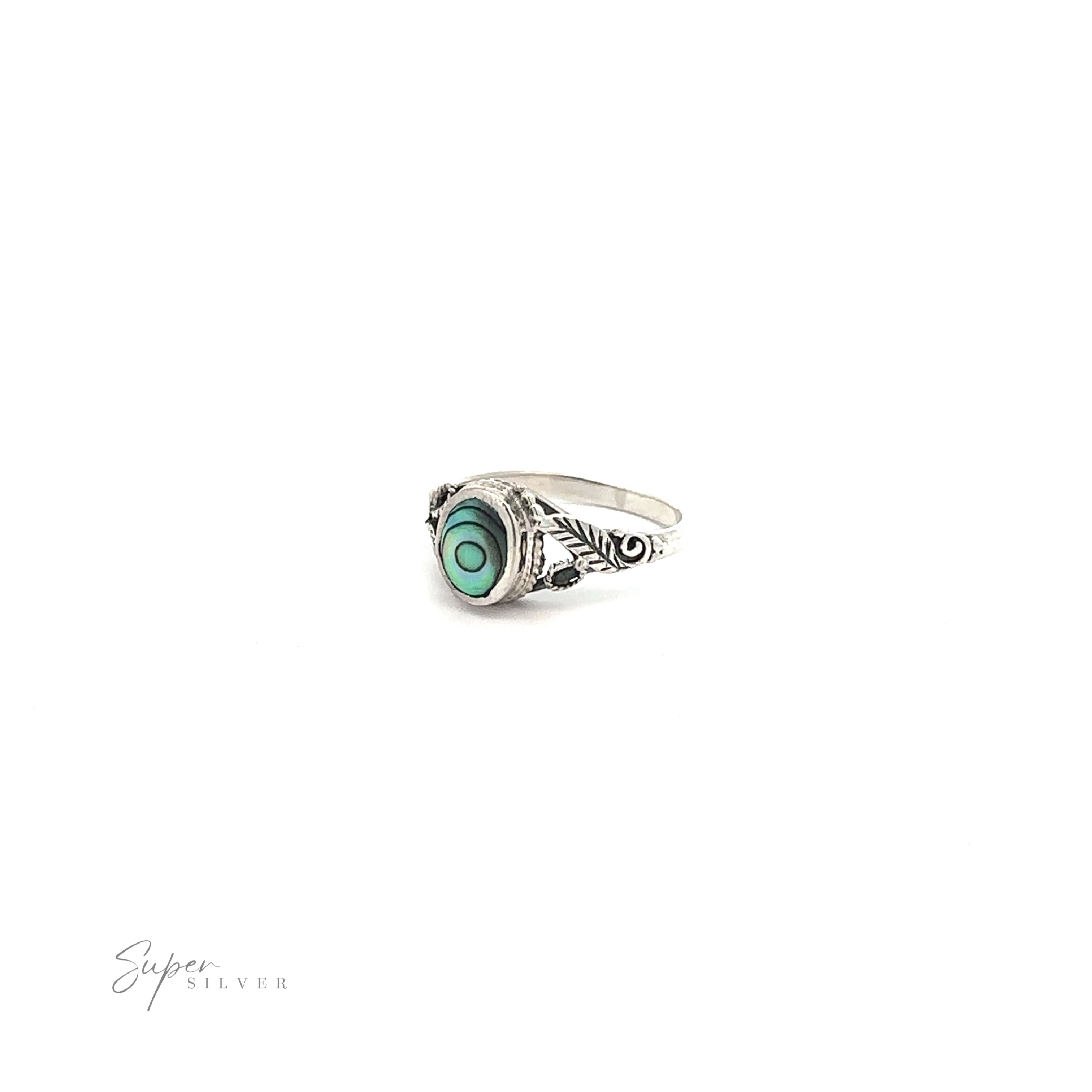 A Beautiful Oval Stone Ring with Leaf Design