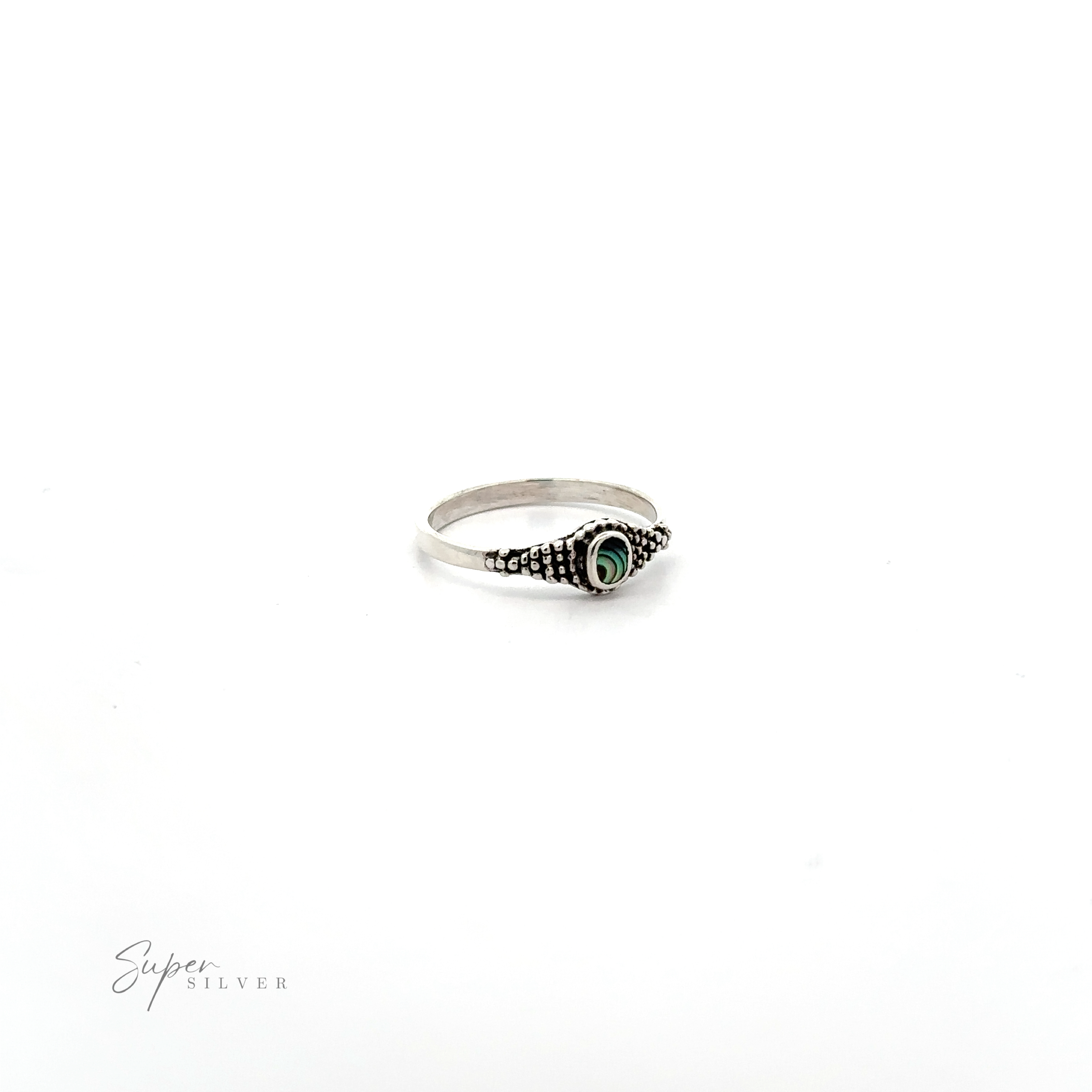 A Dainty Inlaid Ring with Beaded Texture featuring Bali-style beading.