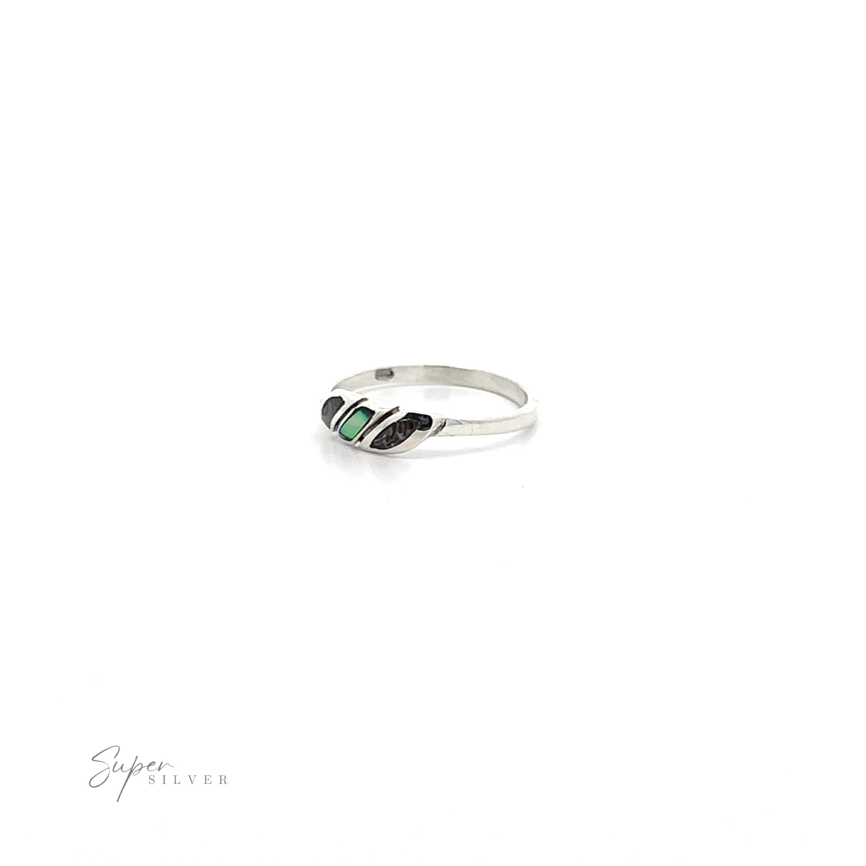 A minimalist marvel, the Dainty Inlay Stone Twist Ring displayed against a white background.