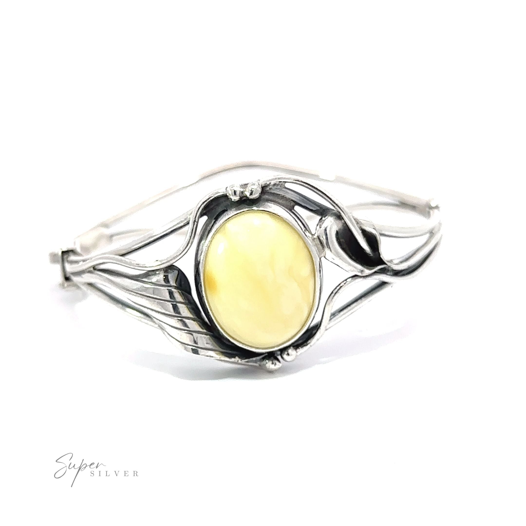 Butterscotch Amber Bracelet with Nature Detailing