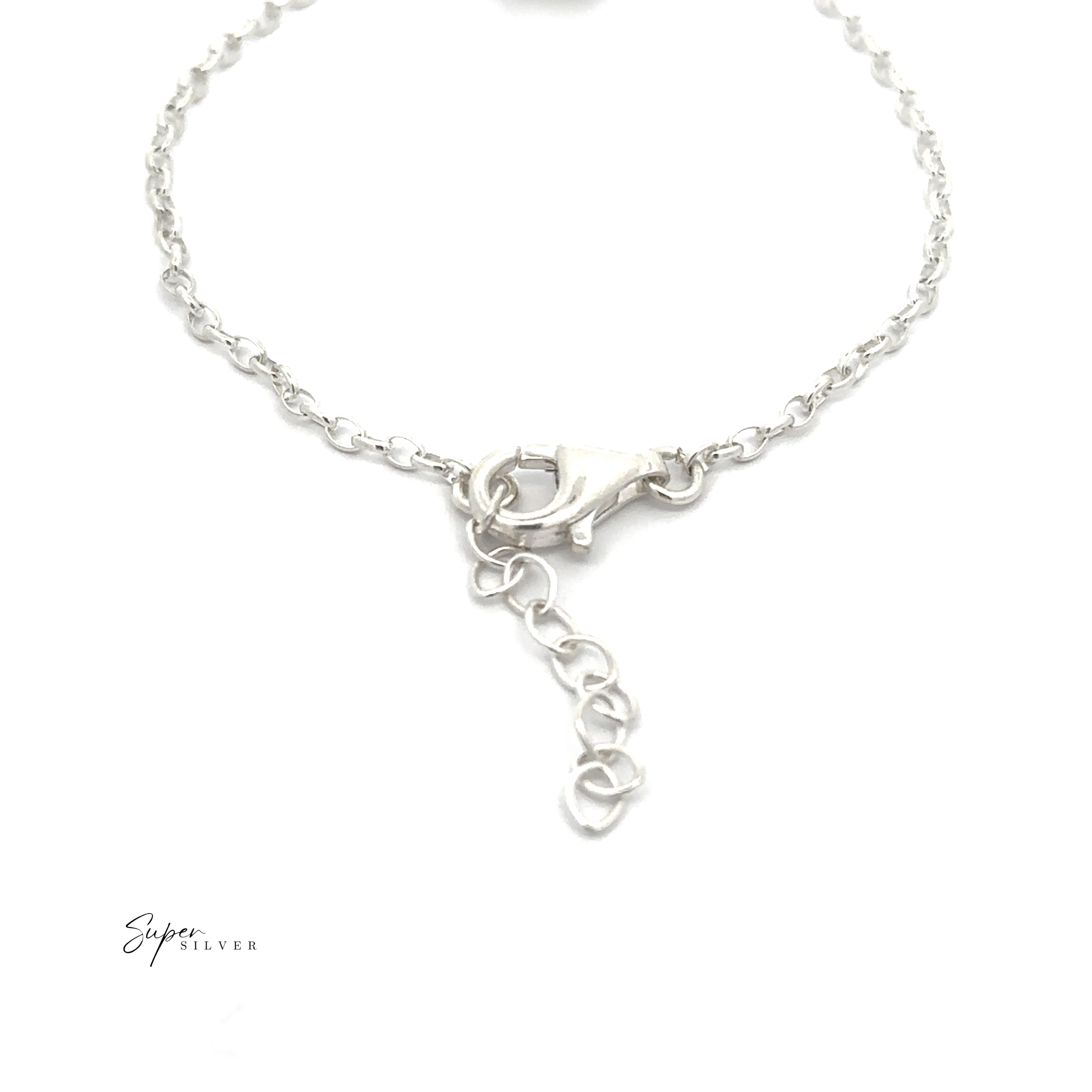 The Baltic Amber Bee Bracelet, featuring a delicate sterling silver chain with a lobster clasp and extender links, is displayed on a white background. The "Super Silver" logo appears in the bottom left corner.